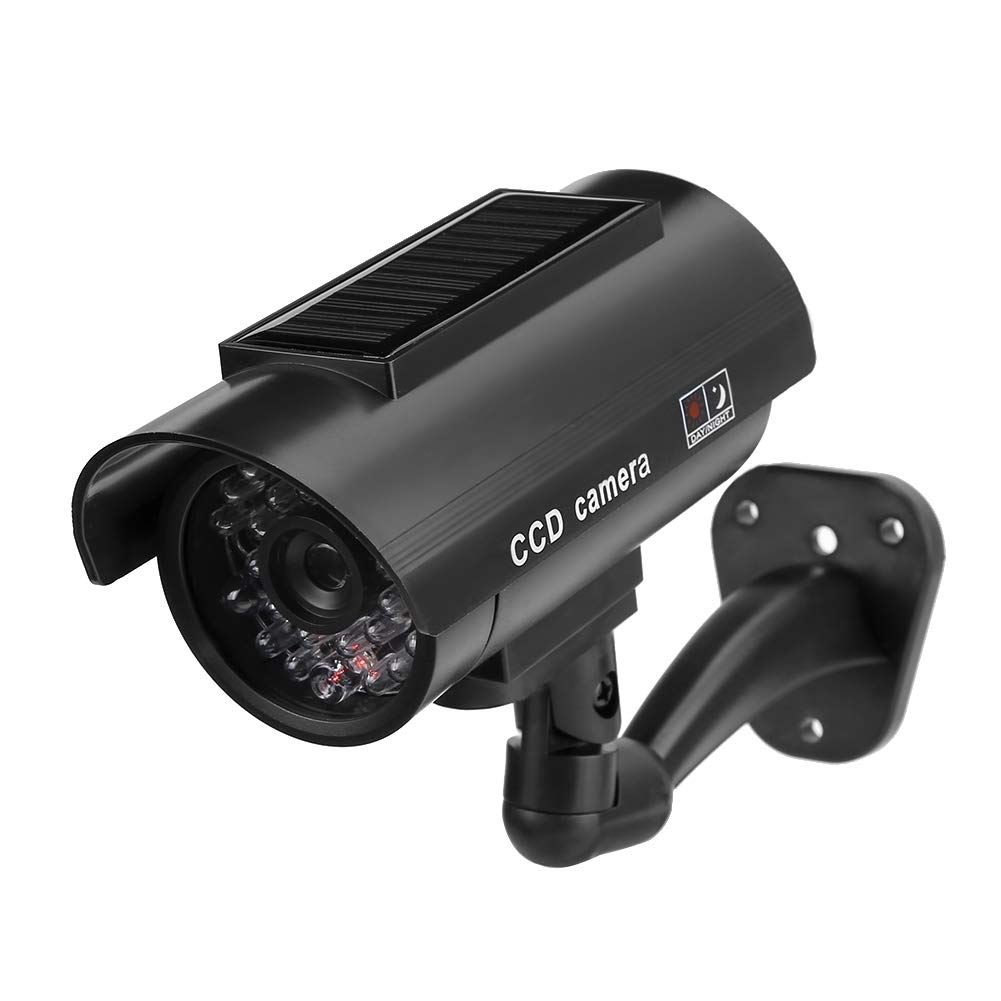 QANYEGN Solar Powered Fake Security Camera with Flashing LED Light - Waterproof Dummy Surveillance Camera for Stores, Malls & Hotels | Outdoor & Indoor Security Deterrent