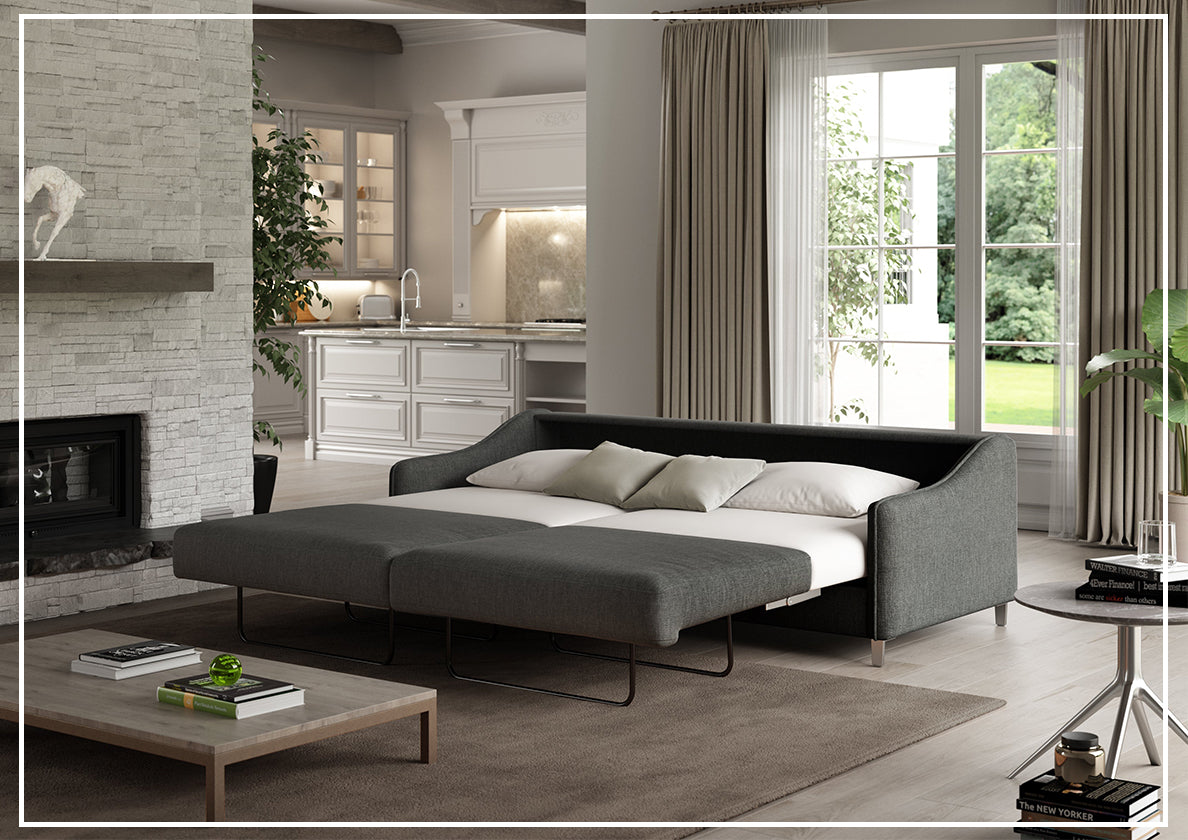Luonto Ethos Fabric Sleeper Sofa - Convertible Bed with Nest Mechanism in Multiple Sizes (Queen, Full, Twin) for Small Spaces, Guest Rooms & Apartments