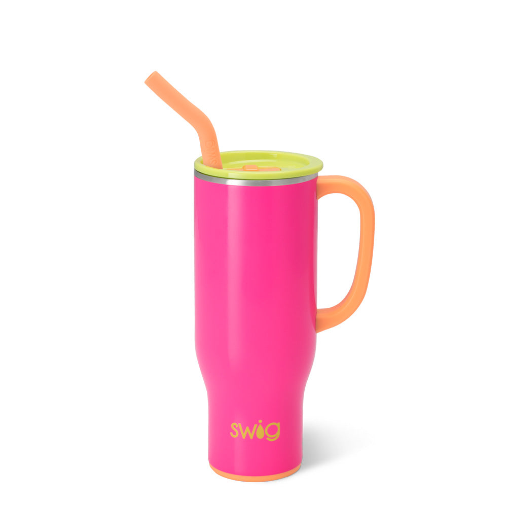 Tutti Frutti Mega Mug 30oz - Large Insulated Travel Tumbler with Lid & Straw - Perfect for Coffee, Tea, Smoothies at Home, Office or Gym