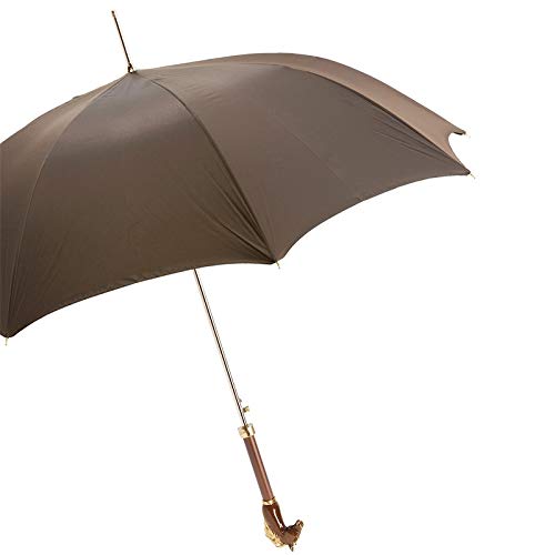 Pasotti Men's Luxury Italian Umbrella - Premium Wooden Cane Handle - Classic Brown Horse Design - Perfect for Business Professionals & Formal Occasions