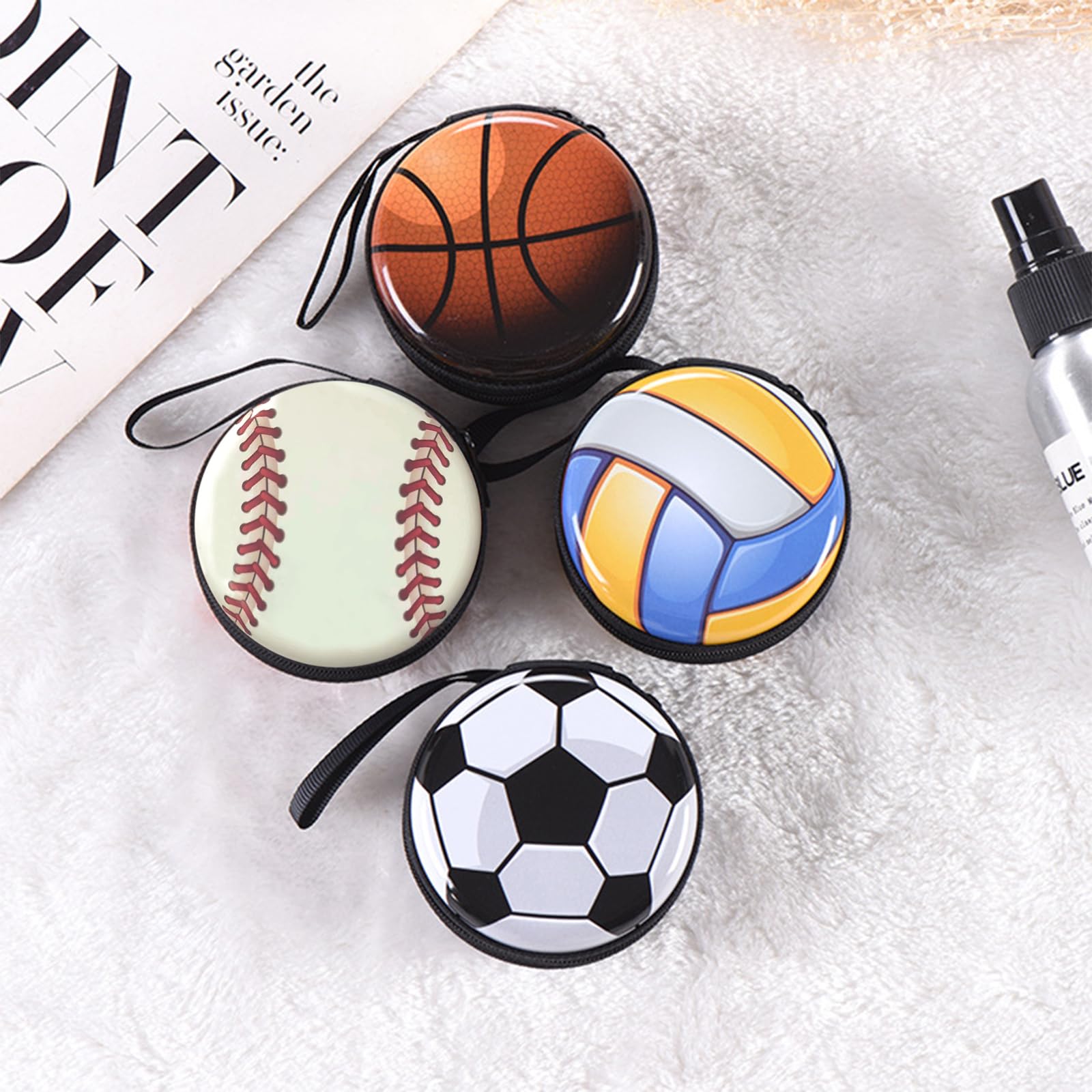 Cute Cartoon Coin Purse for Boys - 5 Pack Spherical Pattern Zipper Wallets for Credit Cards, ID, Keys & Headphones | Portable & Fun Money Organizer for Kids, Travel & Daily Use