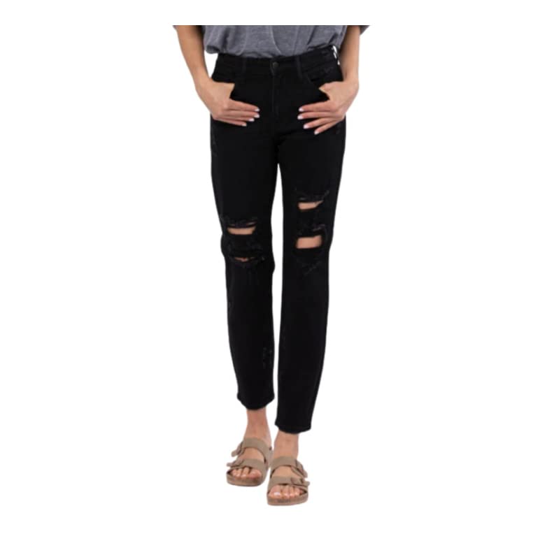 **Judy Blue Women's High Waist Distressed Boyfriend Jeans - Style 82161 (AS1, 14W) | Comfortable & Stylish for Casual Wear, Outings & Everyday Fashion**