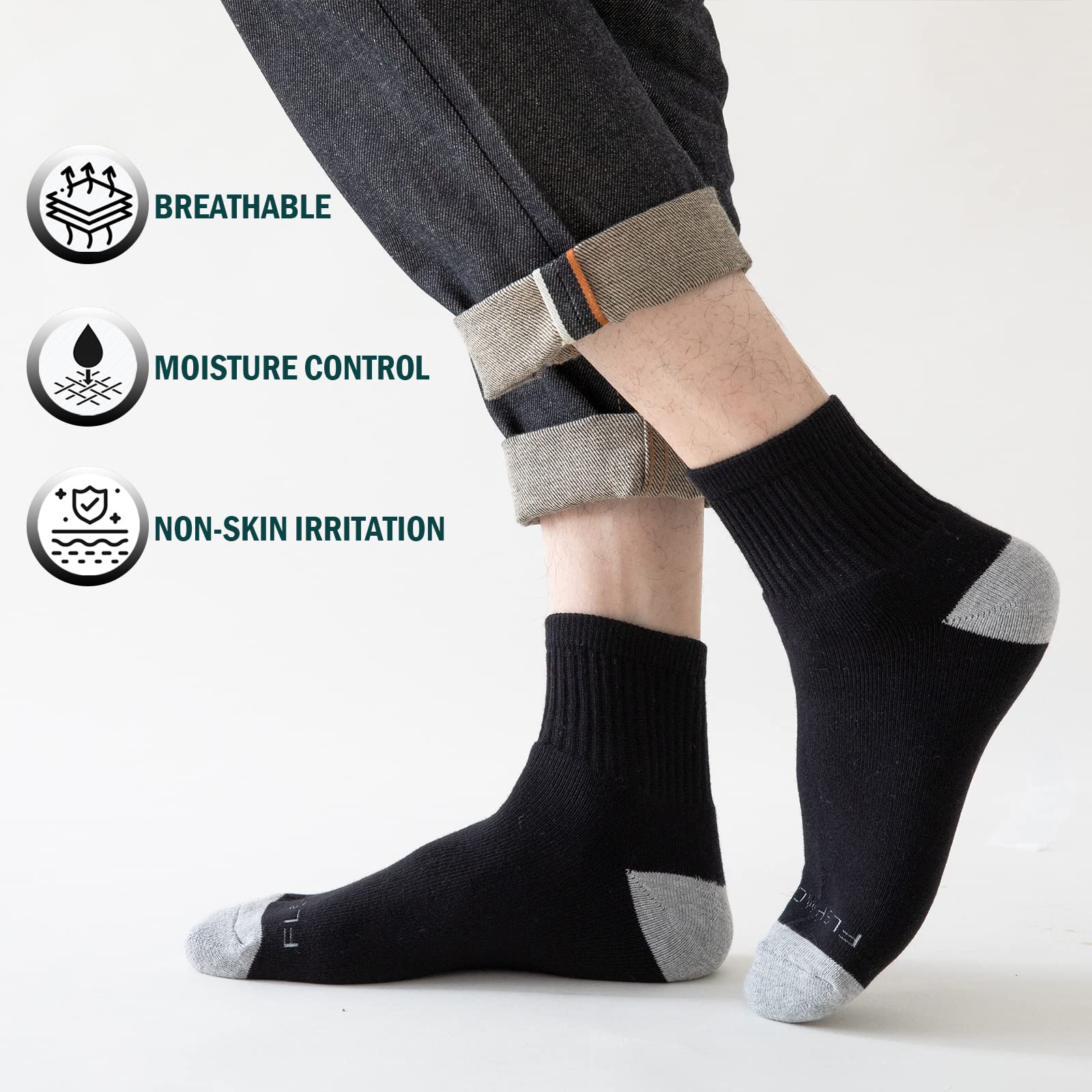 **Men's Athletic Ankle Socks 8-Pairs - Breathable Cotton Cushioned Quarter Socks for Running, Gym & Sports - Moisture Wicking, Comfort Fit (Sizes 7-9, 9-12, 12-15) - Ideal for Workouts & Daily Wear**