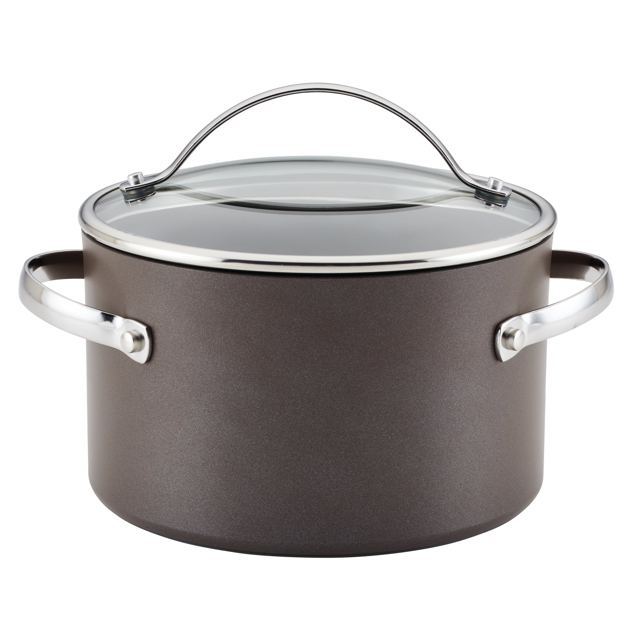 Premium Hard Anodized Nonstick 4 Quart Sauce Pot with Glass Lid - Perfect for Cooking, Simmering & Serving Soups, Stews & Pasta Dishes