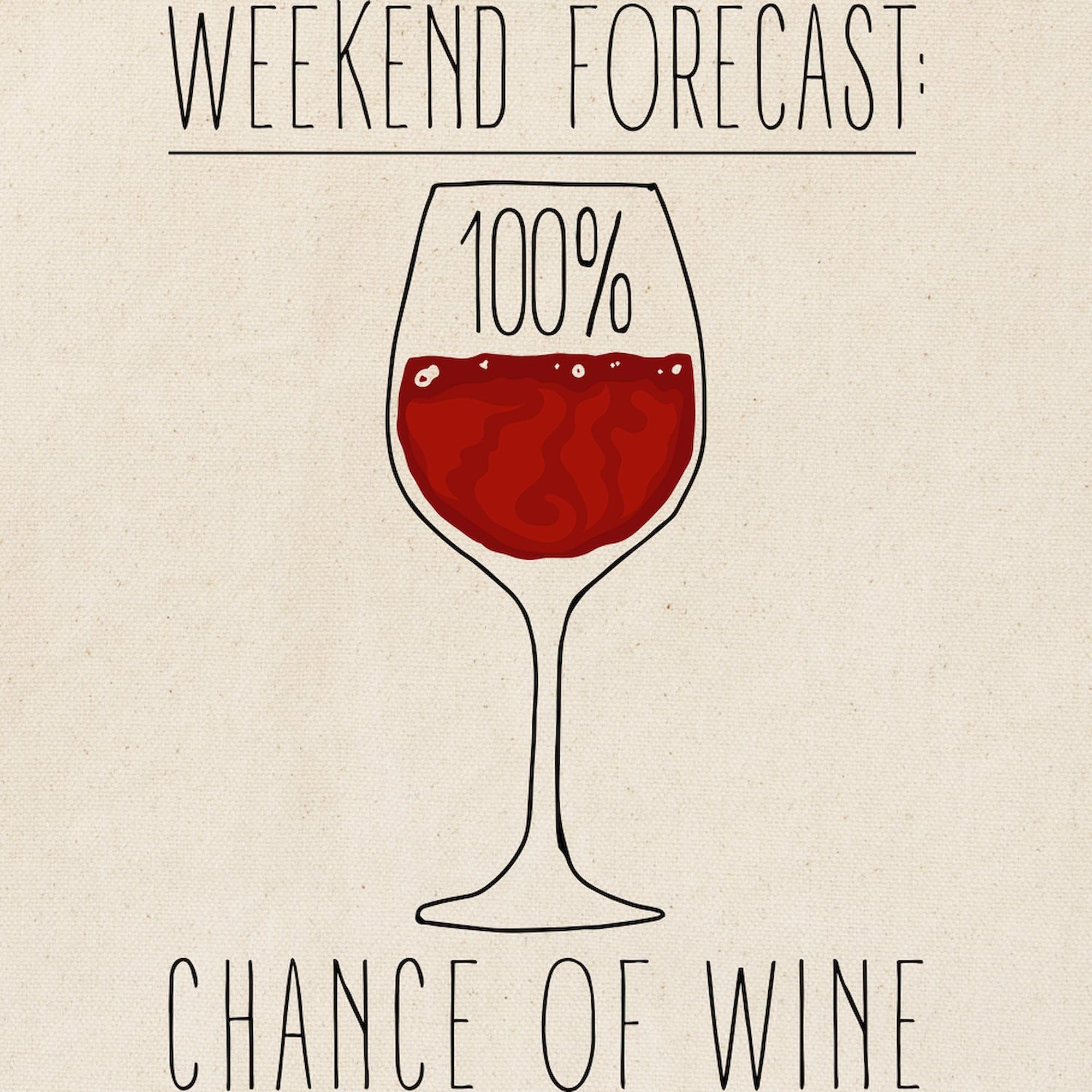 100% Chance of Wine Tote Bag - Natural Canvas Reusable Grocery Shopping Bag for Wine Lovers, Beach Trips & Farmers Market