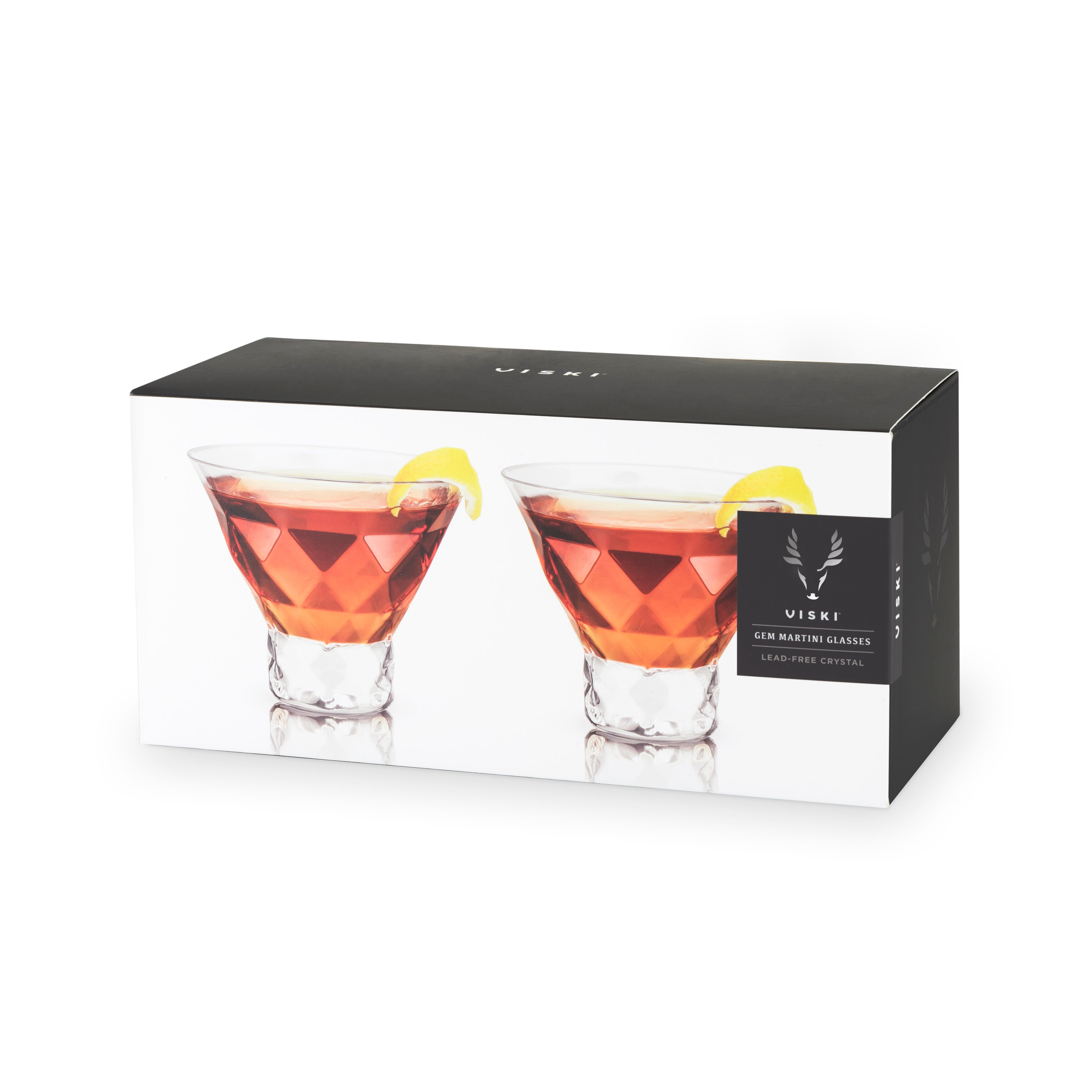 Premium Gem Crystal Martini Glasses Set of 2 - Elegant Stemware for Cocktails, Wine & Champagne - Perfect for Parties, Weddings & Home Bar Decor