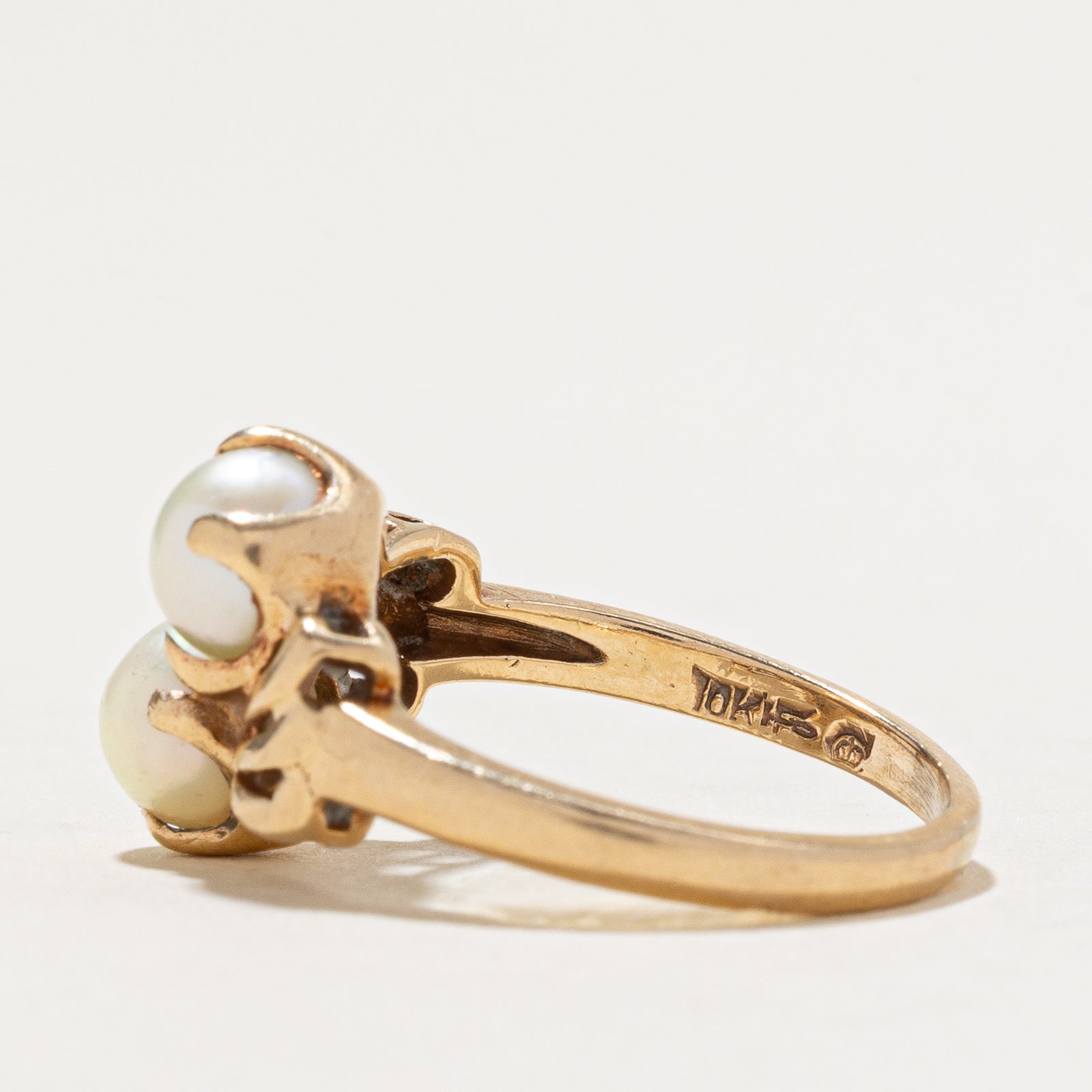 Two Stone Pearl Ring - Size 4.25 | Elegant Stackable Jewelry for Women, Perfect for Weddings, Anniversaries & Special Occasions