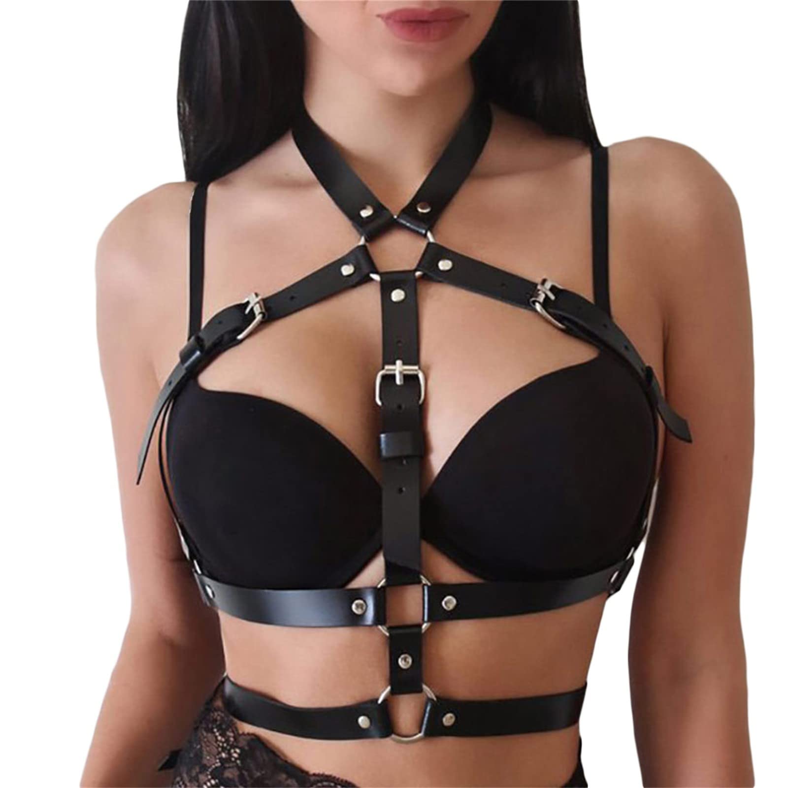 Sexy Lingerie Set for Women - Leather Strappy Bondage Belt & Lingerie Dress for Honeymoon, Valentine's Day & Role Play - Seductive Lingerie Outfit for Couples & Special Occasions