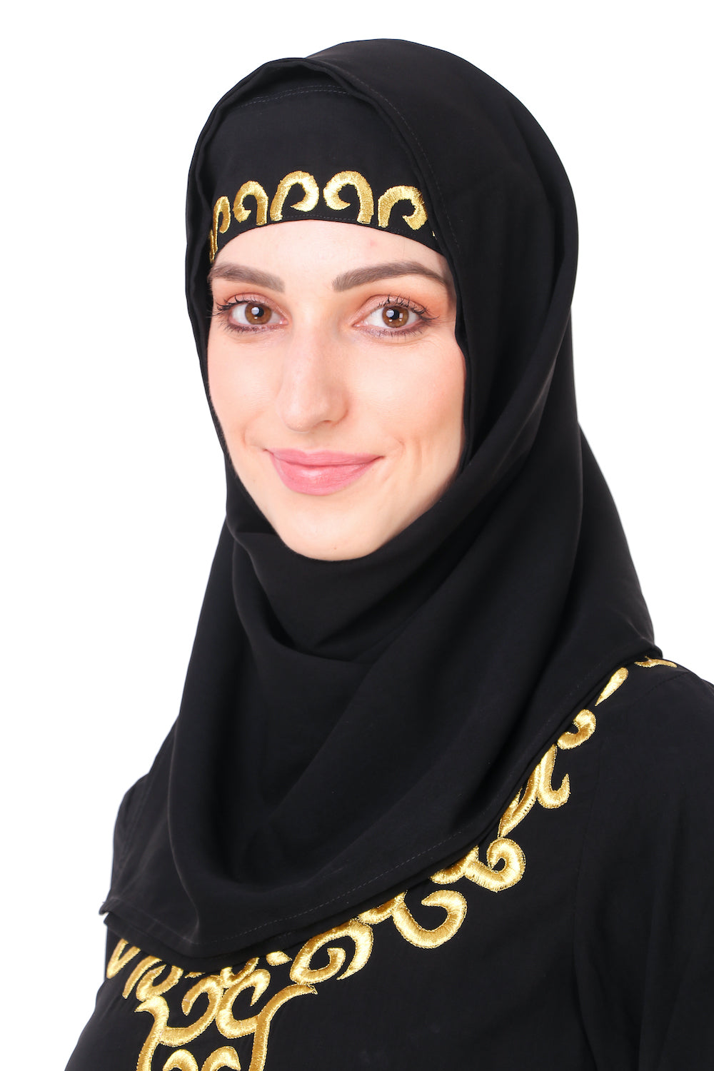 Gold Hand Embroidered Neck Fancy Abaya AY 810 - Elegant Islamic Dress for Women | Perfect for Eid, Weddings & Special Occasions