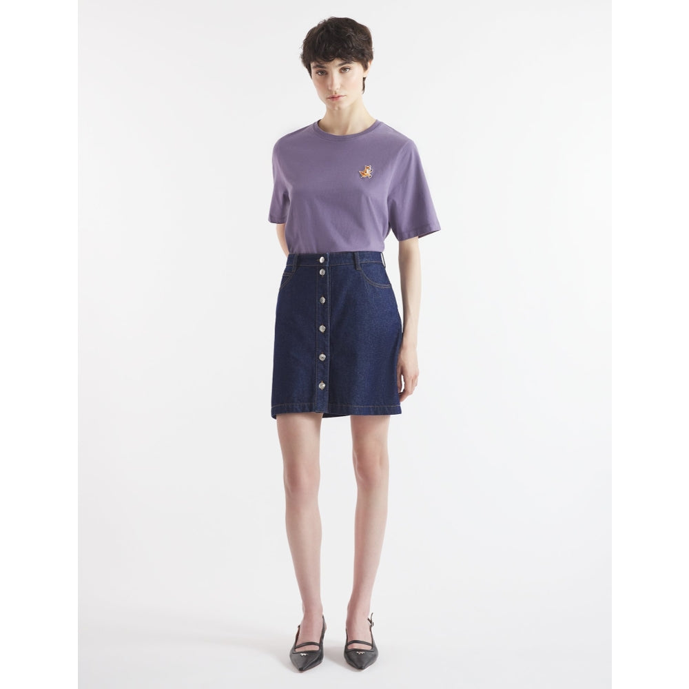 MAISON KITSUNE Women's Speedy Fox Patch Comfort T-Shirt - Soft Cotton Casual Tee with Fox Embroidered Design for Everyday Wear, Street Style & Summer Outfits