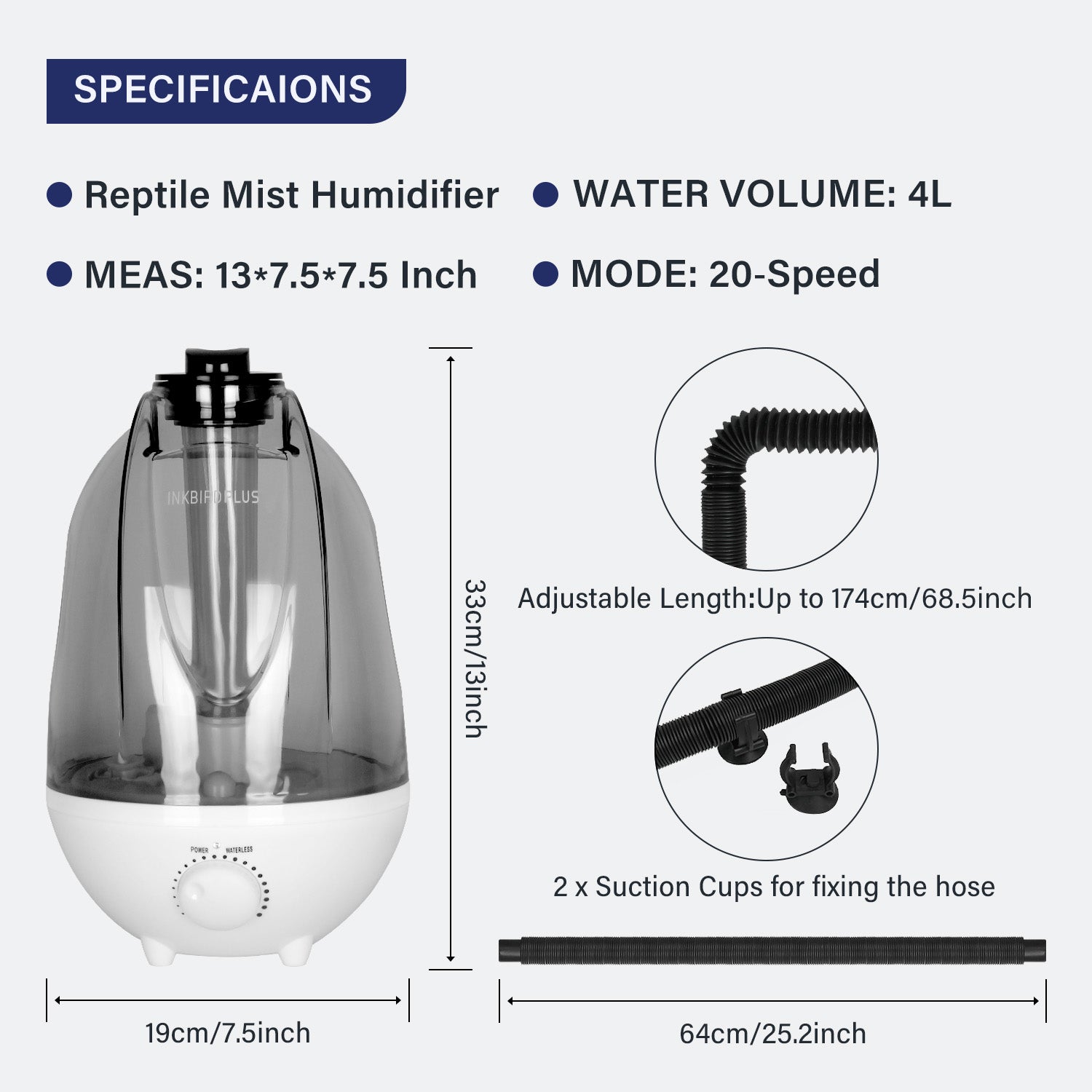 4 Liter Reptile Humidifier for Terrariums - Automatic Misting System for Lizards, Snakes & Amphibians - Ideal for Tropical Habitat & Pet Enclosure Humidity Control