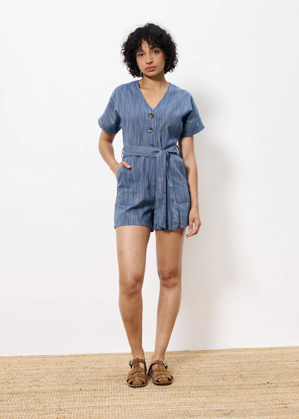 Adila Women's Blue Marine Jumpsuit - Stylish One Piece Romper for Casual Outings, Beach Vacations & Summer Fashion