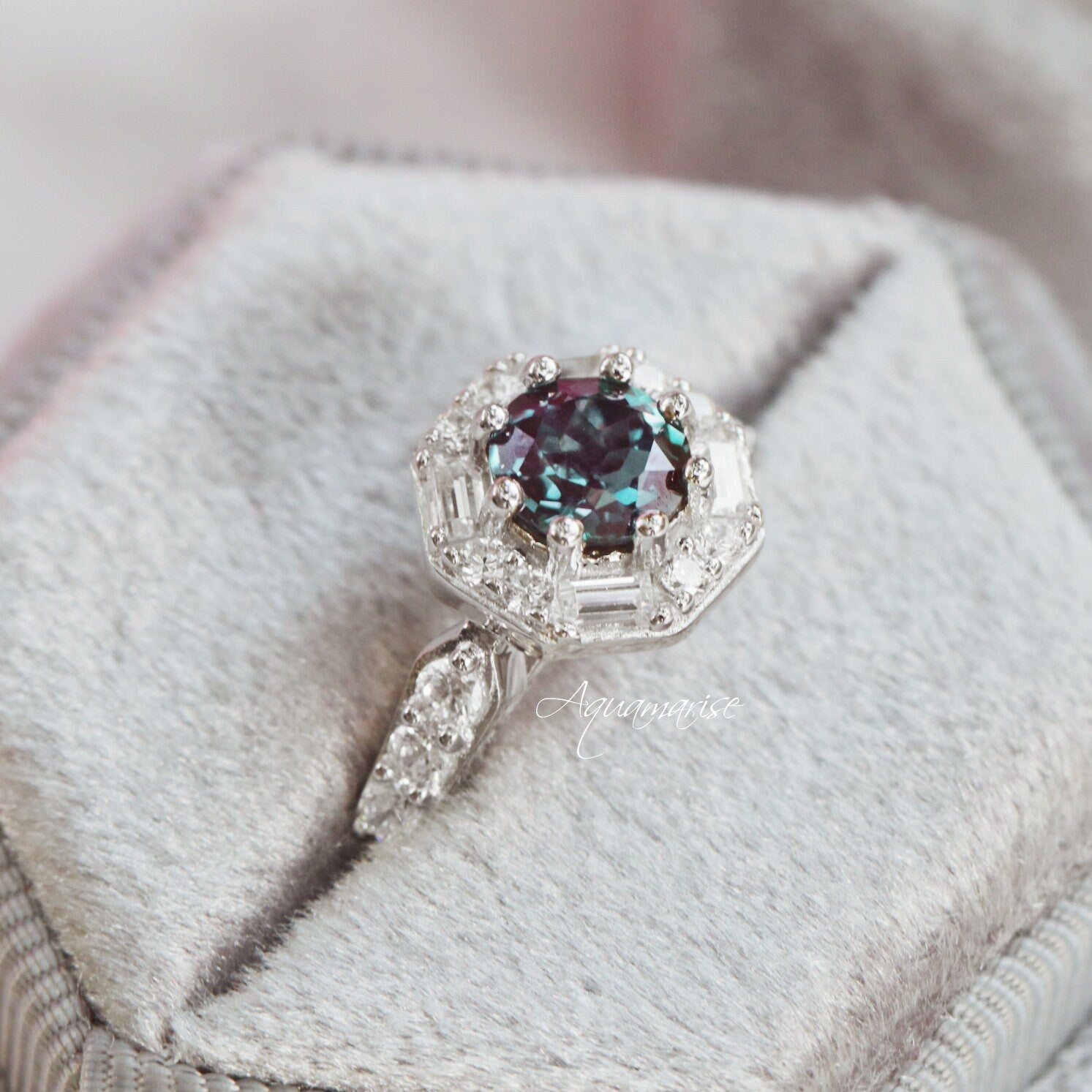Hexagon Alexandrite Ring Sterling Silver - Elegant Color Changing Gemstone Jewelry for Women, Perfect for Engagement, Wedding & Special Occasions