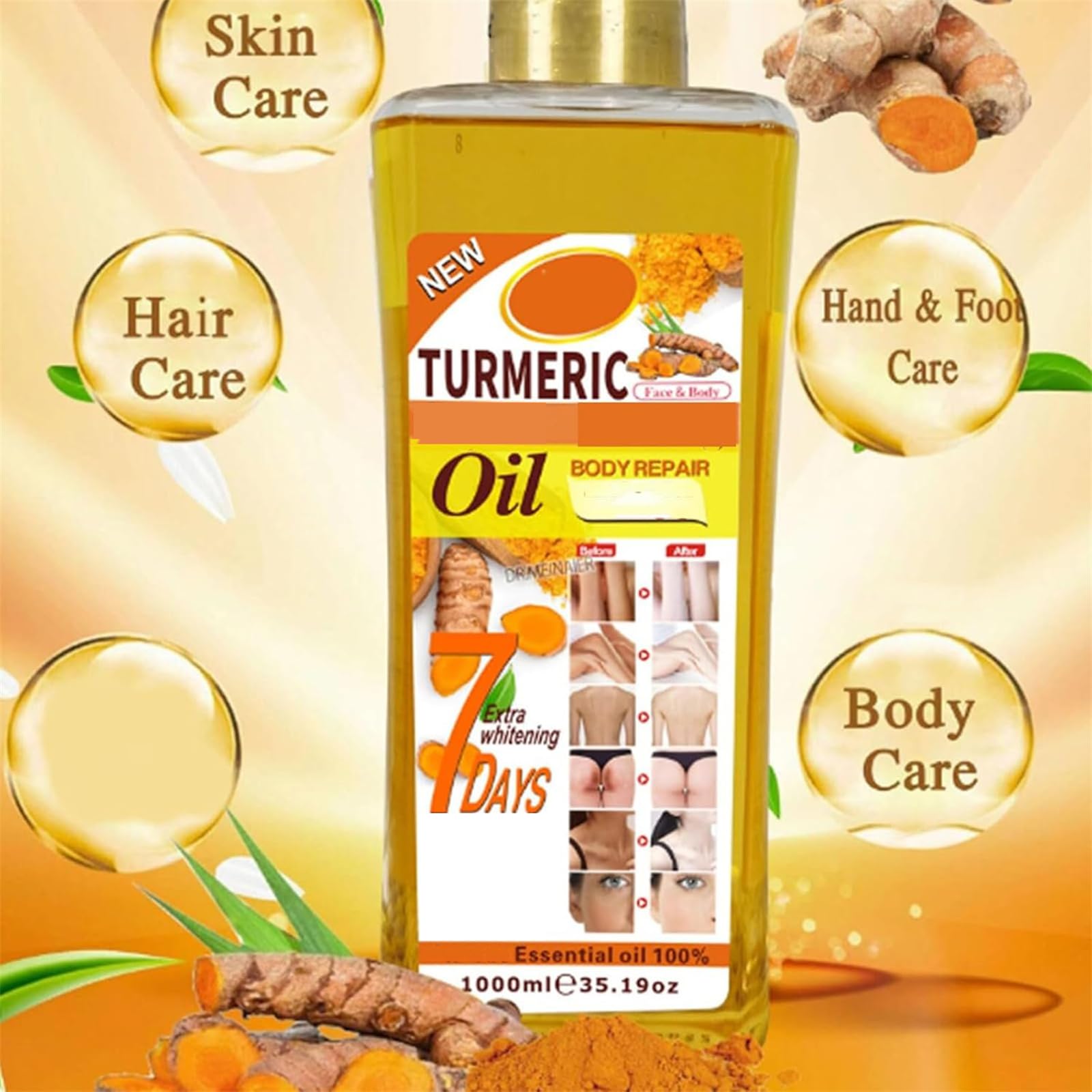 Veetgold Turmeric Body Oil - Natural Skin Brightening & Moisturizing Treatment for Face & Body | Reduces Uneven Skin Tone | Perfect for Daily Hydration & Glowing Skin Care Routine