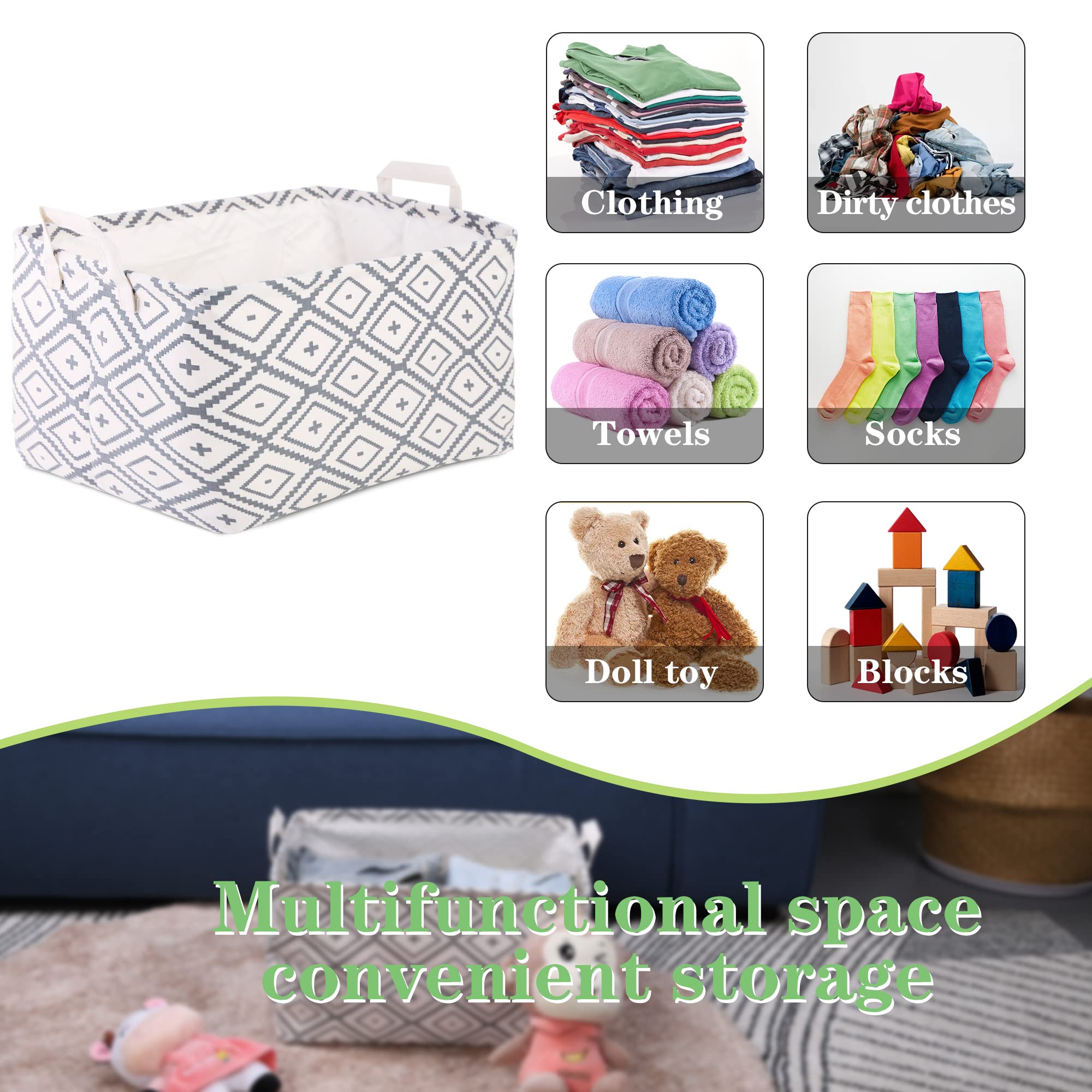 Foldable Storage Baskets with Drawstring & Handles - Waterproof Dustproof Toy Organizer for Bathroom, Bedroom, Nursery & Playroom - Perfect for Kids Toys, Laundry & Home Organization