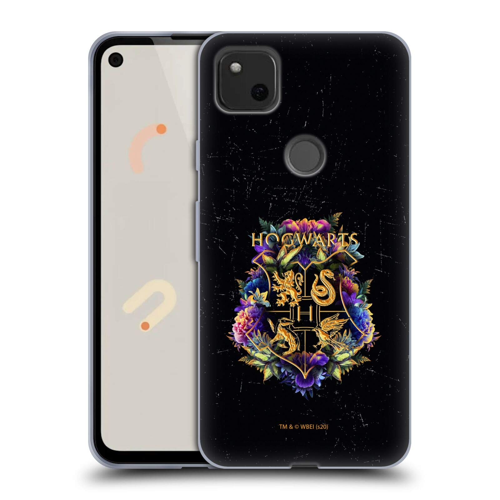 Head Case Designs Harry Potter Hogwarts Crest Deathly Hallows Soft Gel Case for Google Pixel 4a - Protective Phone Cover for Fans, School, Work & Travel