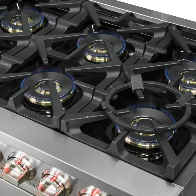 60 Inch Capriasca Gas Range with 10 Burners & 200,000 BTUs - Professional Stainless Steel Commercial Stove for Restaurants, Catering & Home Kitchens - Model FFSGS6260
