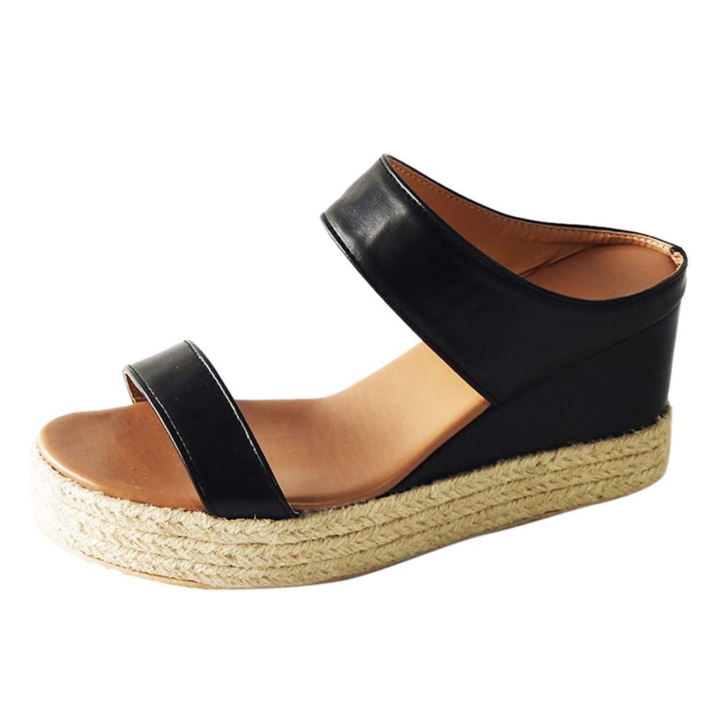 TUQIDEWU Women's Espadrille Sandals - Summer Dressy Open Toe Slip-On Comfortable Platform Wedge Sandals for Beach, Vacation & Casual Outings