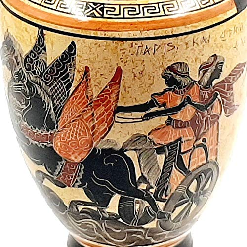 Ancient Greek Pottery Amphora Vase 35cm - Handmade Ceramic Paris Abducts Helen Mythological Art - Perfect for Home Decor, Wedding Centerpiece & Greek Mythology Gifts