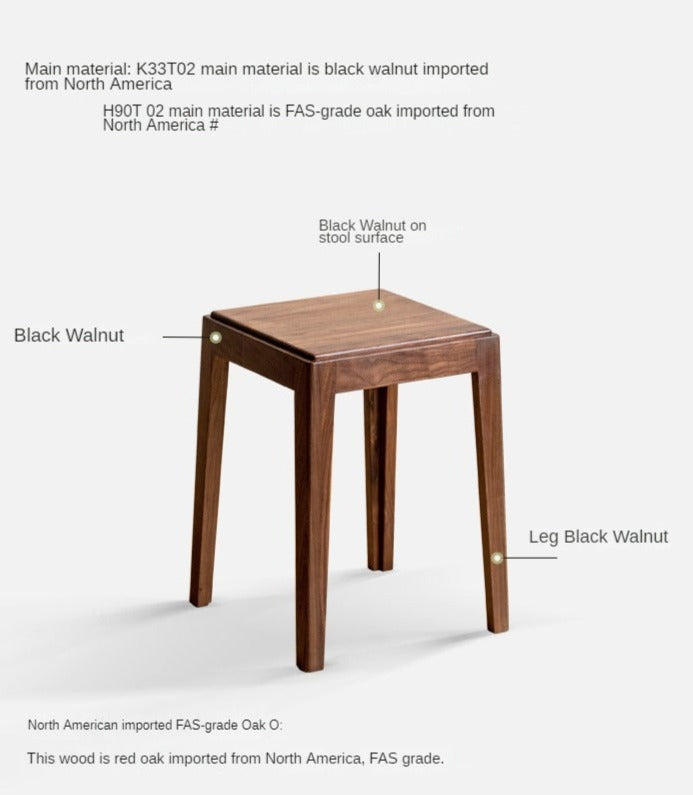 Premium Black Walnut Solid Wood Folding Stool - Modern Handcrafted Bar Stool for Kitchen Island, Dining Room & Home Decor | Space-Saving Design for Small Spaces