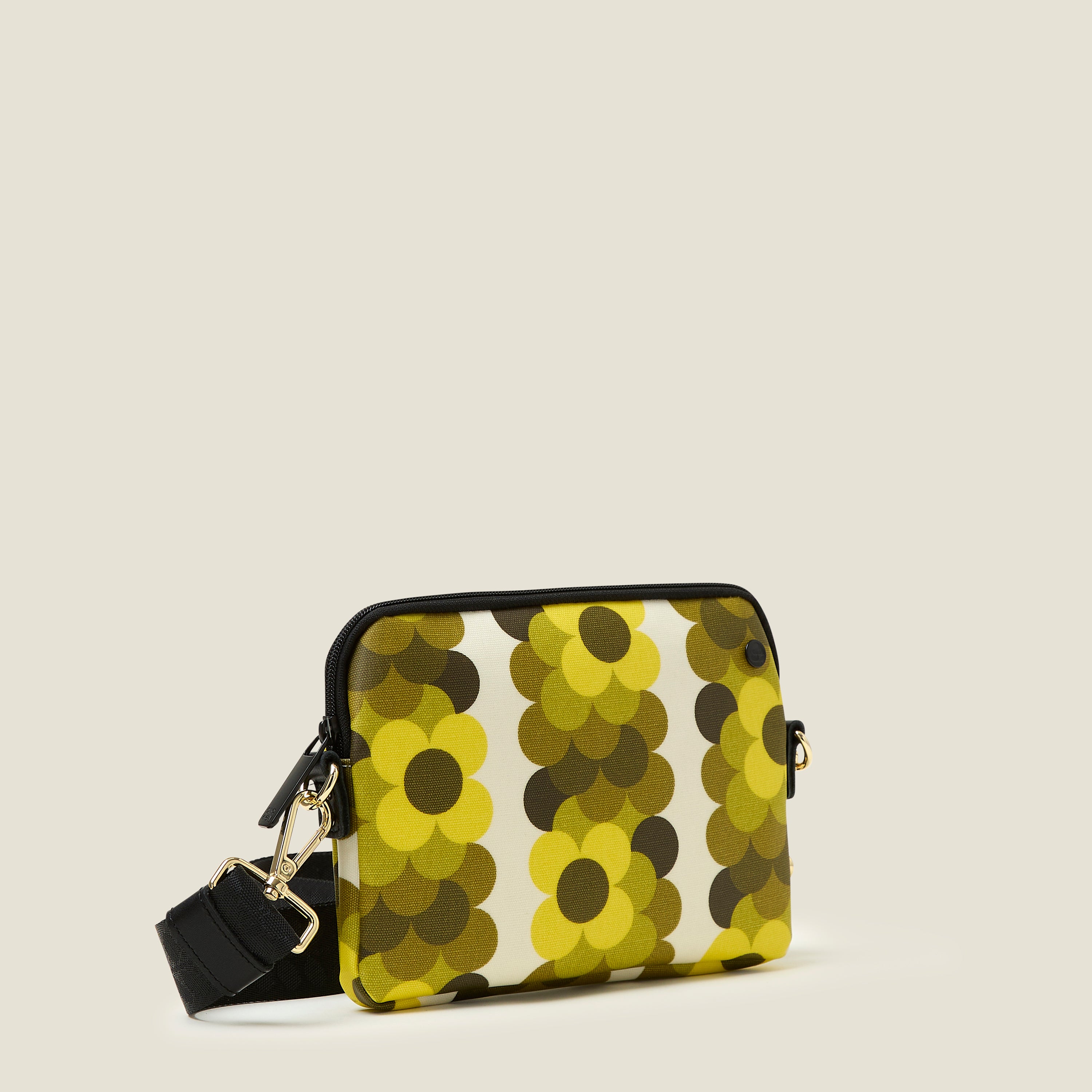 Slim Crossbody Bag Retro Floral Yellow - Stylish & Lightweight for Women - Perfect for Travel, Shopping & Everyday Use