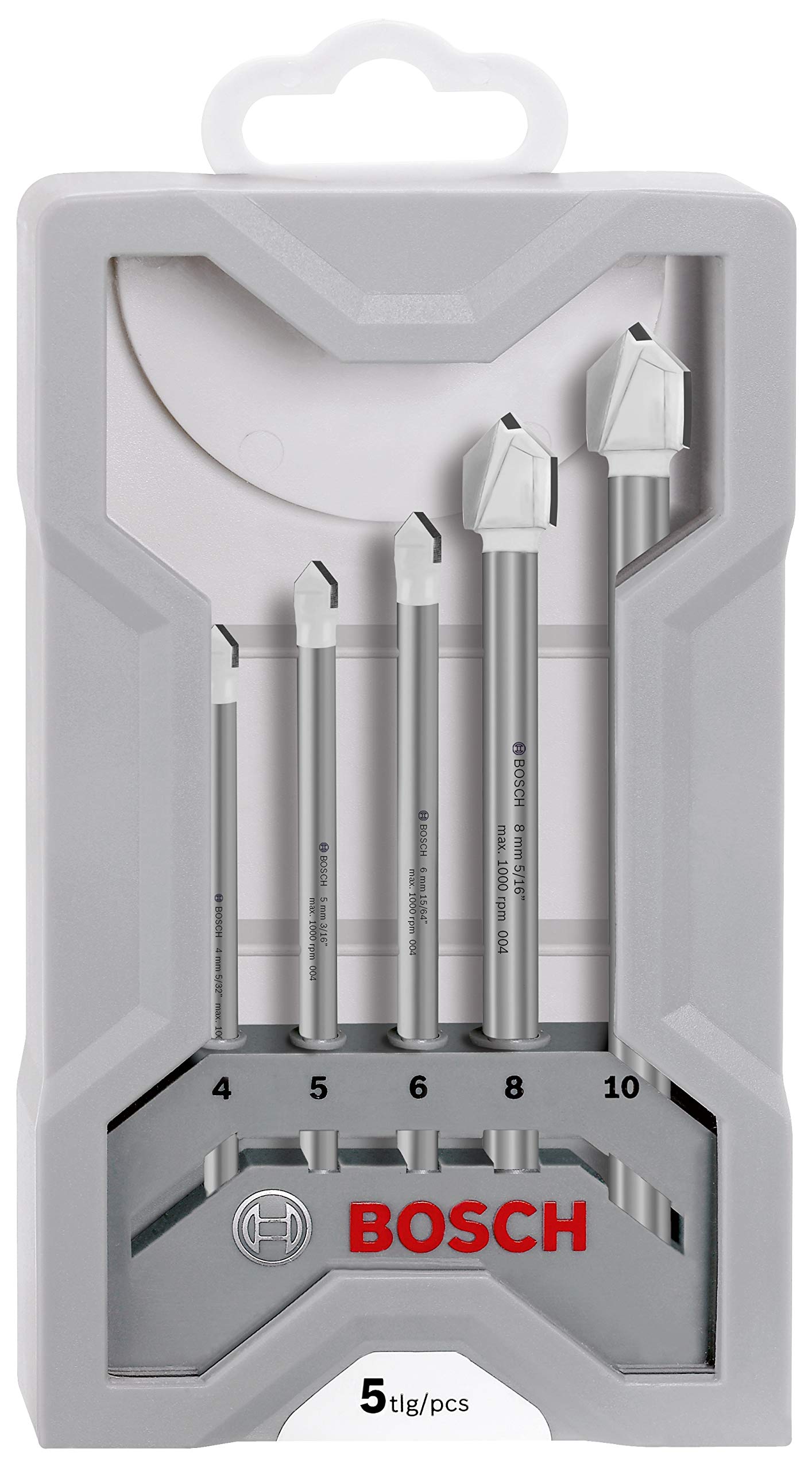 Bosch Professional 5-Piece CYL-9 Ceramic Tile Drill Bit Set for Stone & Tiles (4-10mm, Cylinder Shank) - Perfect for Bathroom Renovation & DIY Home Improvement Projects