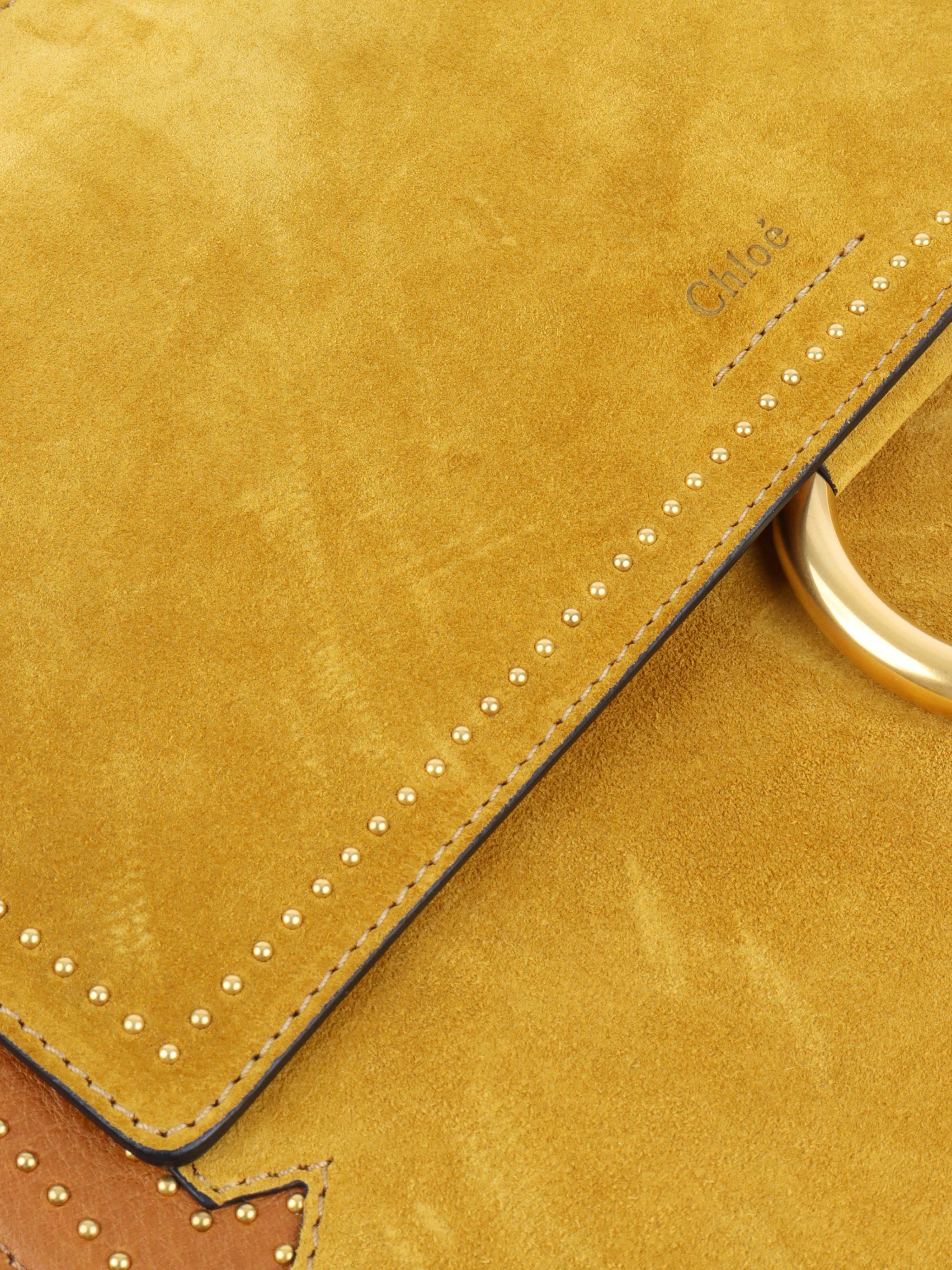 Chloe Medium Suede Mustard Faye Crossbody Bag - Stylish Women's Handbag for Work, Travel & Everyday Use