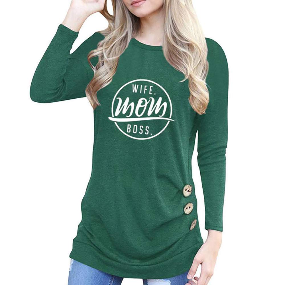 WOCACHI Women's Cute Applique Long Sleeve T-Shirt with Side Buttons - Casual Blouse Tunic Top with Inspirational Sayings for Teen Girls | Perfect for School, Work, and Everyday Wear