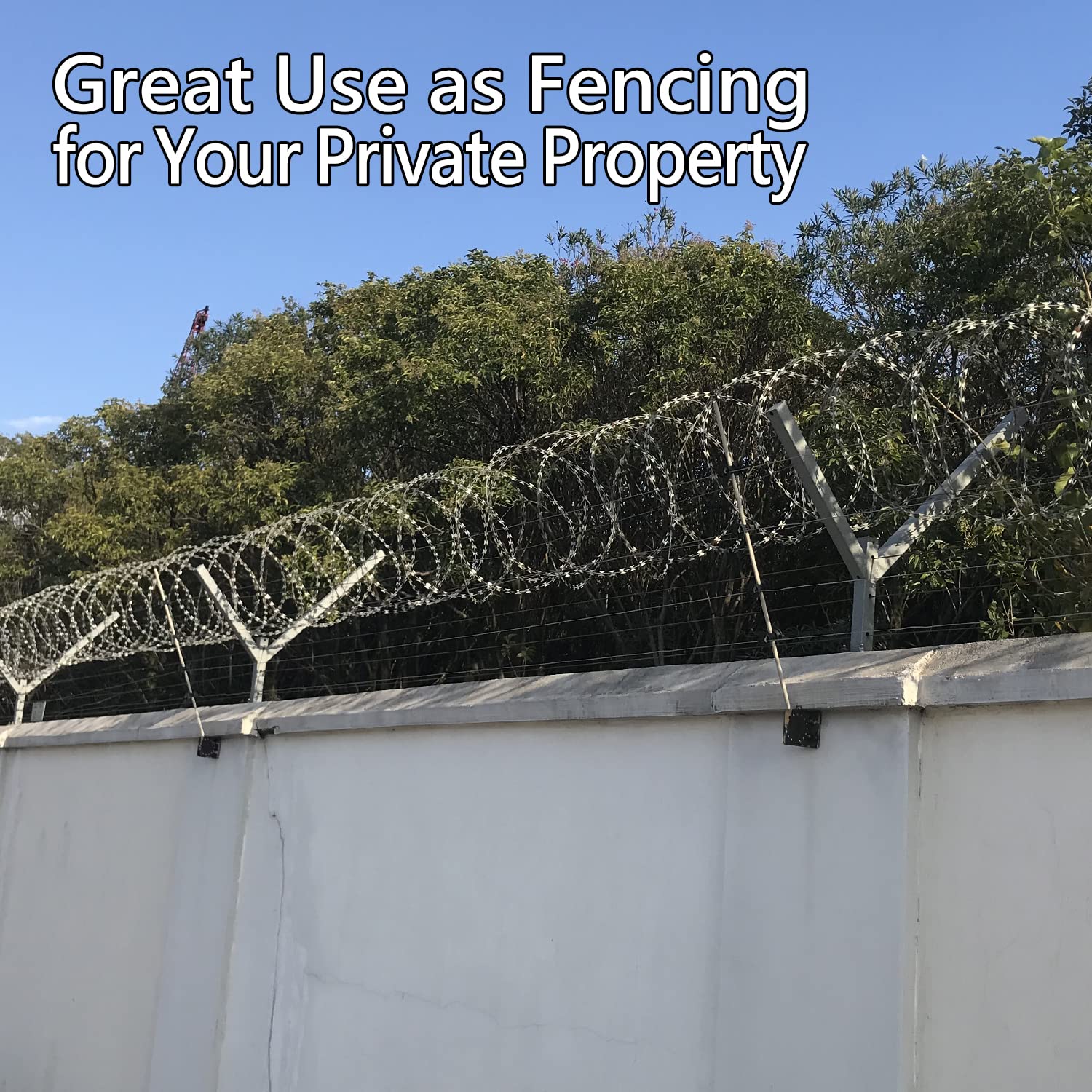 410FT Galvanized Steel Razor Wire - Heavy Duty Barbed Concertina Wire for Security Fencing (5 Rolls, 82FT Each) | Perfect for Perimeter Protection, Military Bases & Property Security