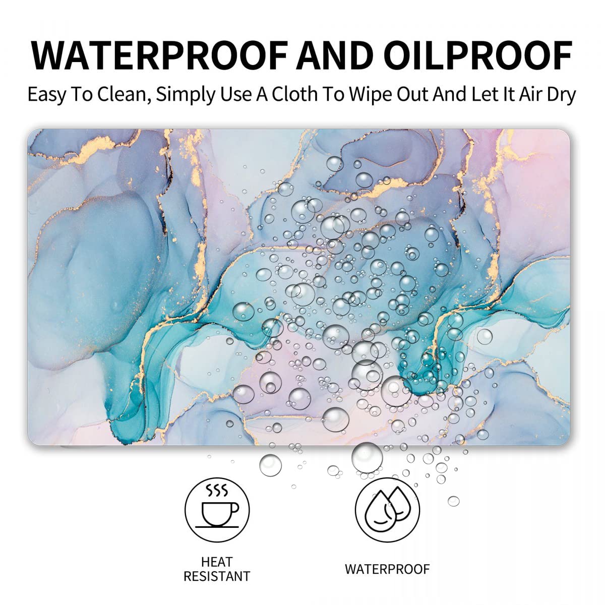 XXL Gaming Mouse Pad - Non-Slip Rubber Base, Waterproof Desk Mat for Office & Home (Green Marble)