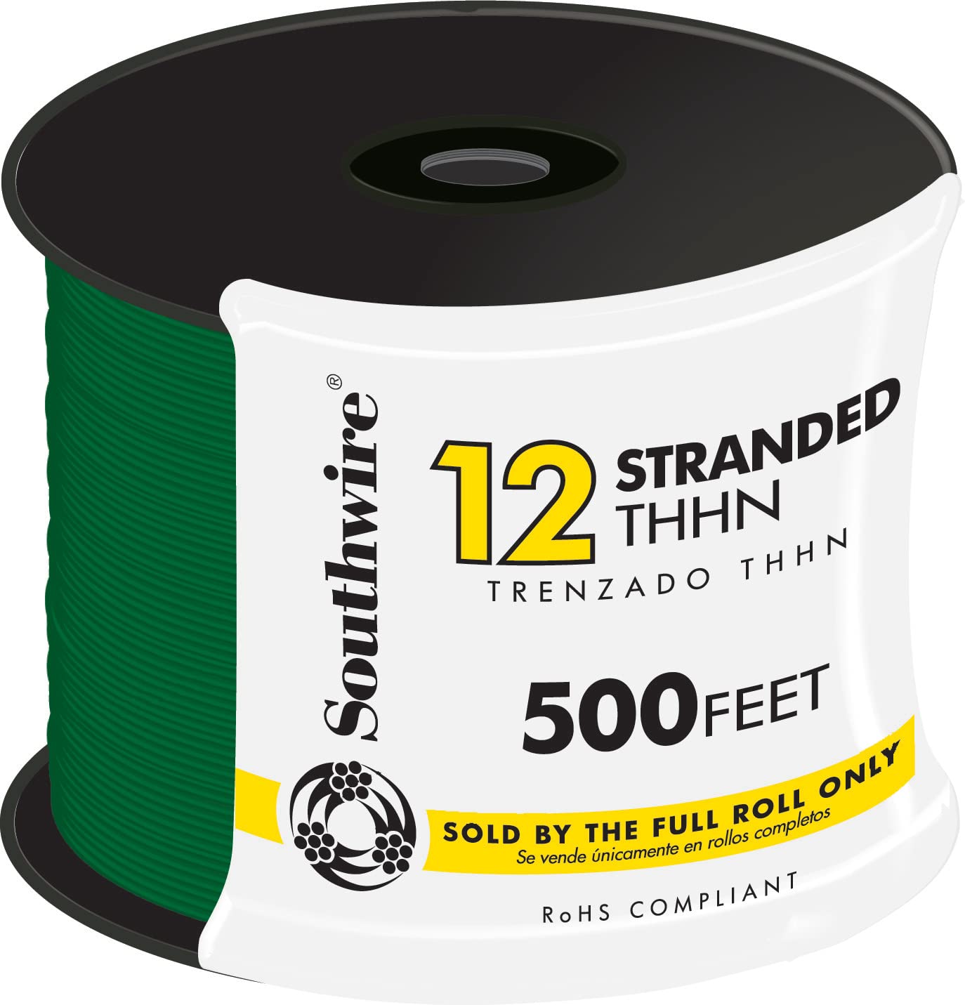 12 AWG THHN Stranded Green Wire 500ft - Electrical Wiring for Home, Commercial & Industrial Use