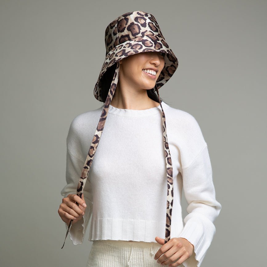 Ally Leopard Print Foldable Bucket Hat for Women - Lightweight Travel Sun Hat for Beach, Hiking & Outdoor Activities