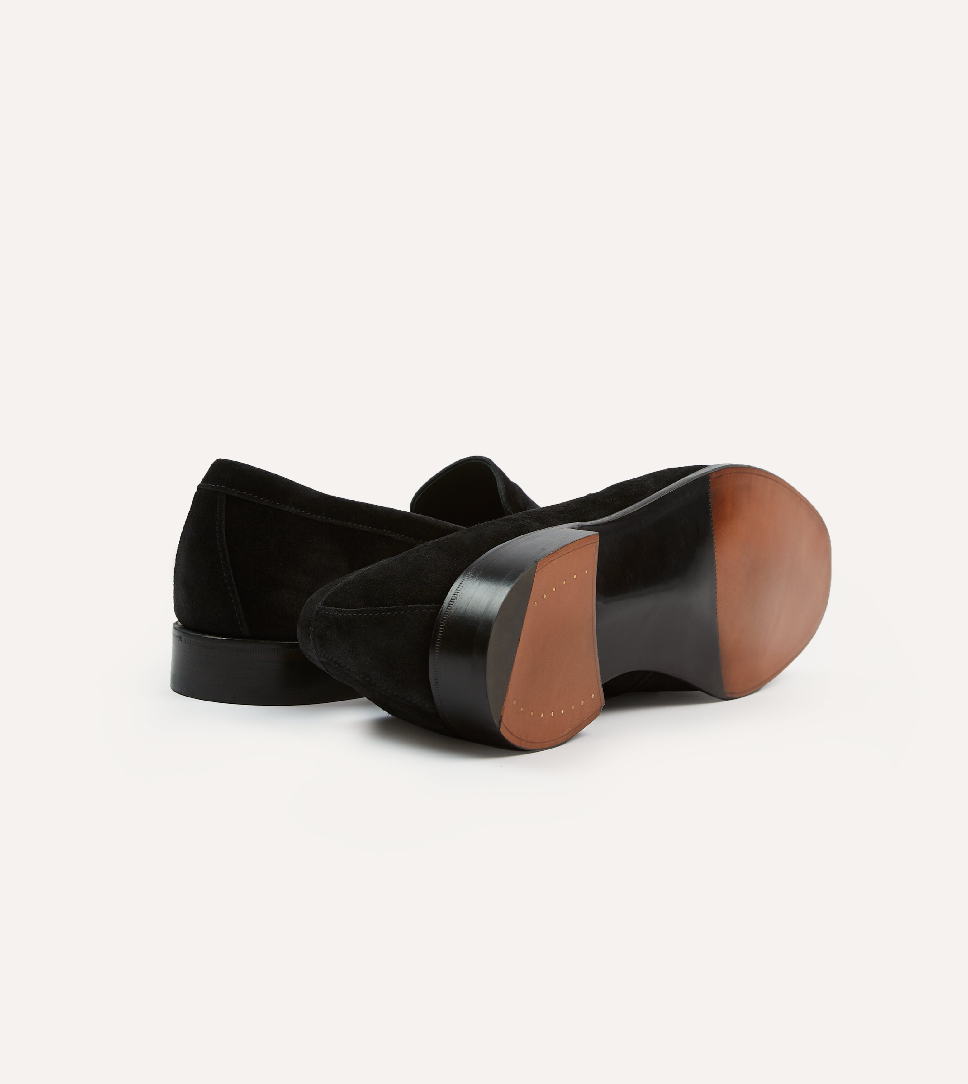 Drake's by A. Levine Men's Black Suede Penny Loafers - Goodyear Welted Charles Mk II Dress Shoes for Business & Casual Wear