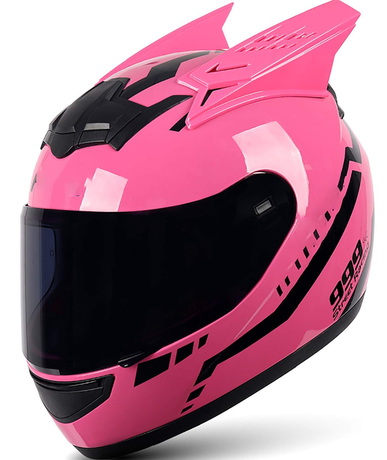 Women's DOT & FMVSS 218 Approved Cat Ear Motorcycle Helmet - Full Face Flip-Up Design with Sun Visor for Street Bikes, Racing & Motocross (Size 59-60CM) - Perfect for Urban Commuting & Adventure Riding