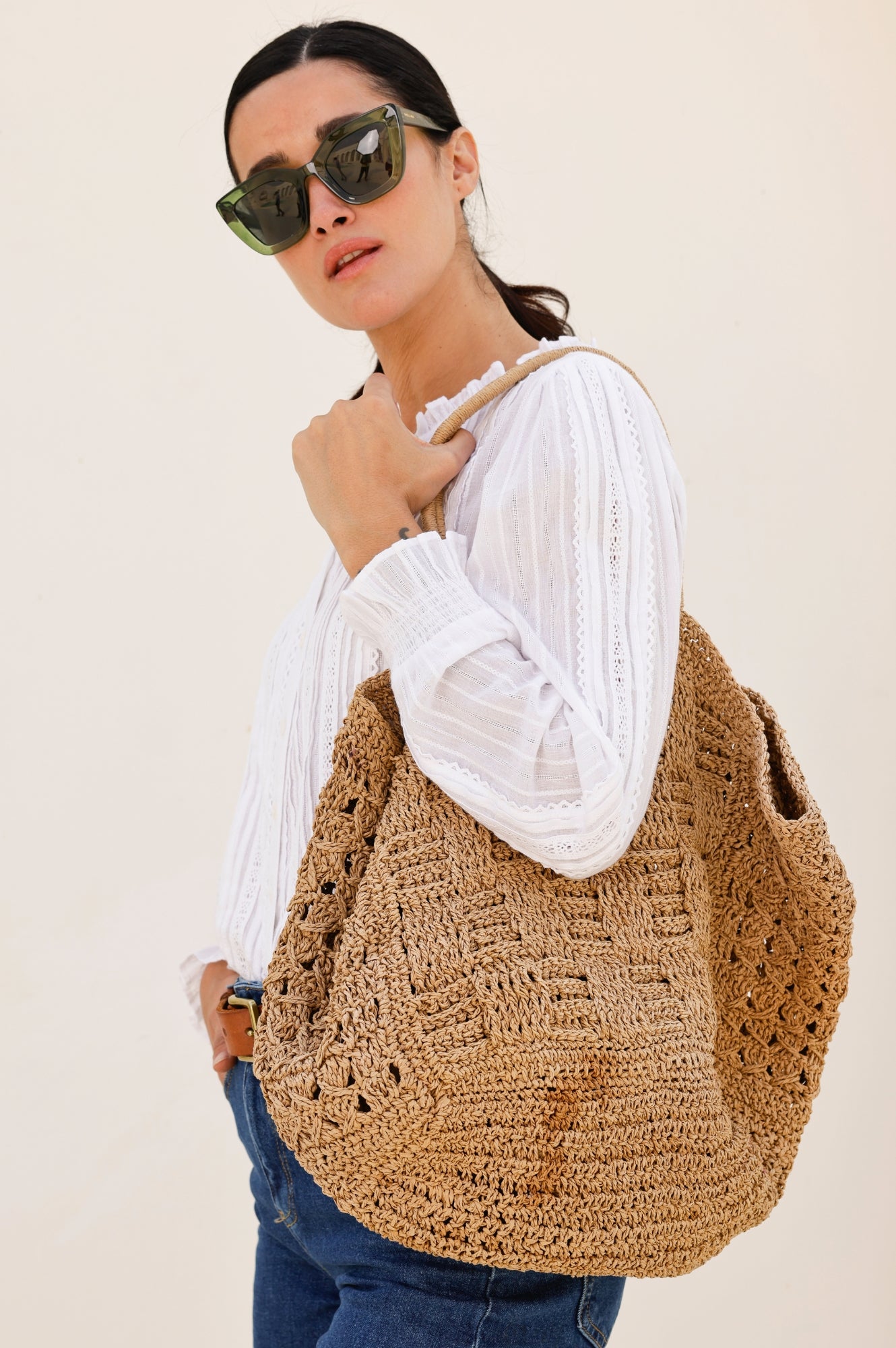 Stylish Brown Raffia Tote Bag for Women - Eco-Friendly Beach Bag, Summer Shopping & Grocery Tote - Perfect for Vacation, Picnics & Farmers Market