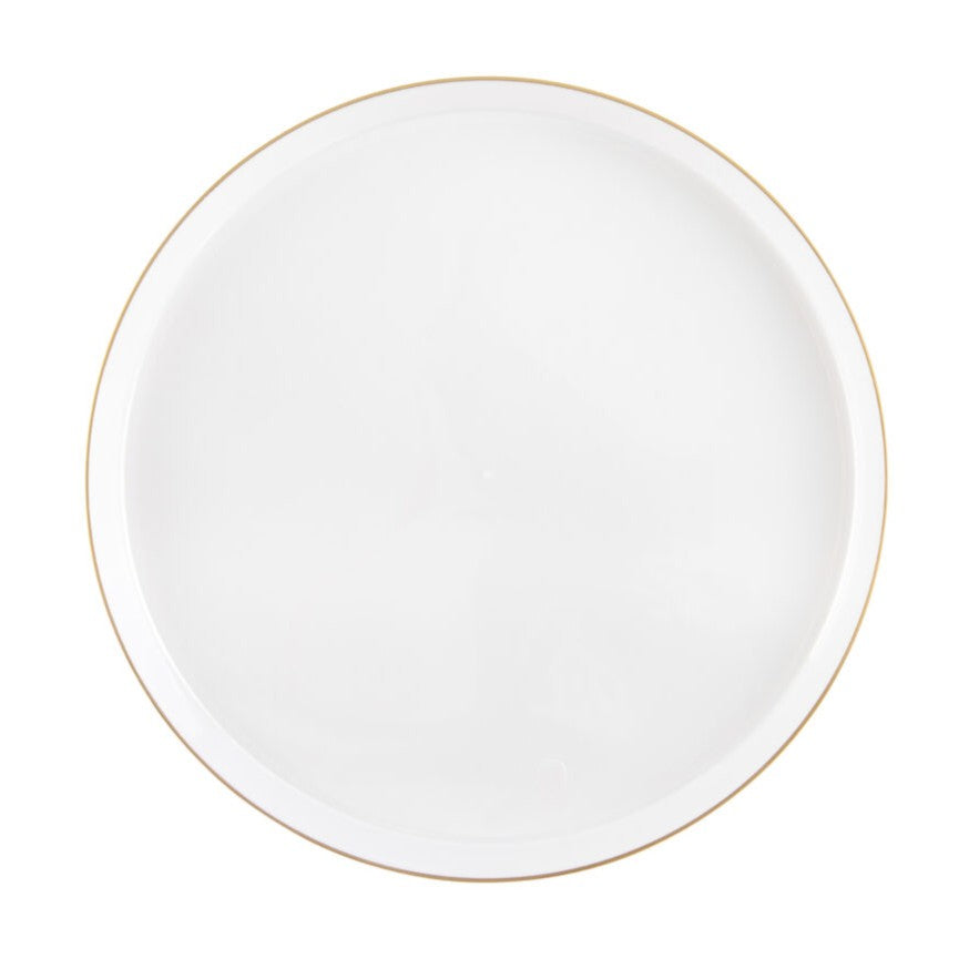 20-Pack Pearl & Gold Round Plastic Dinnerware Set for 10 Guests - Elegant Disposable Plates, Cups & Cutlery for Parties, Weddings & Special Events
