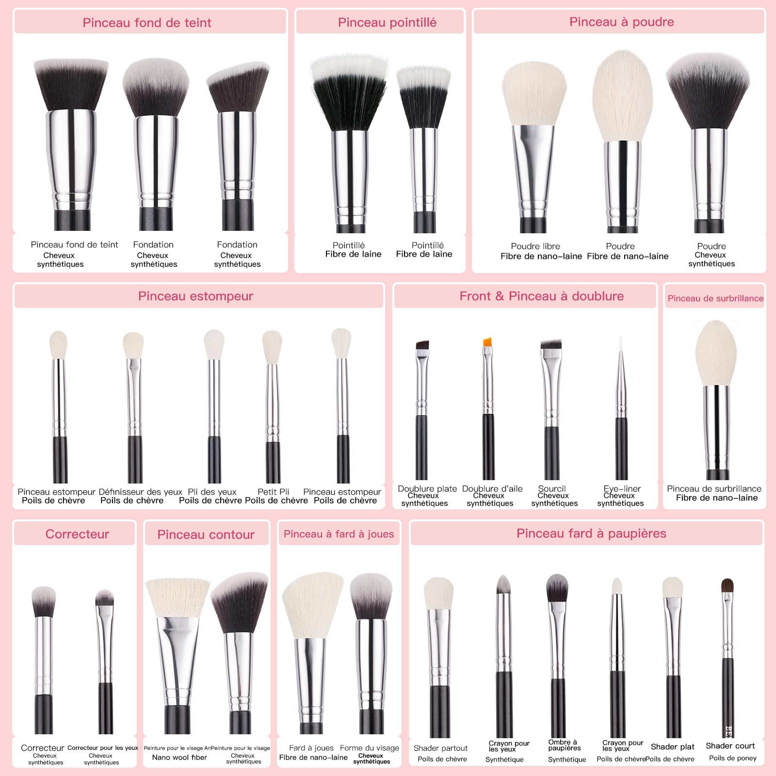 BEILI Professional 30-Piece Makeup Brush Set - Natural Goat Hair Foundation, Powder, Blush & Eyeshadow Brushes for Flawless Makeup Application | Perfect for Daily Use, Professional Makeup Artists & Travel
