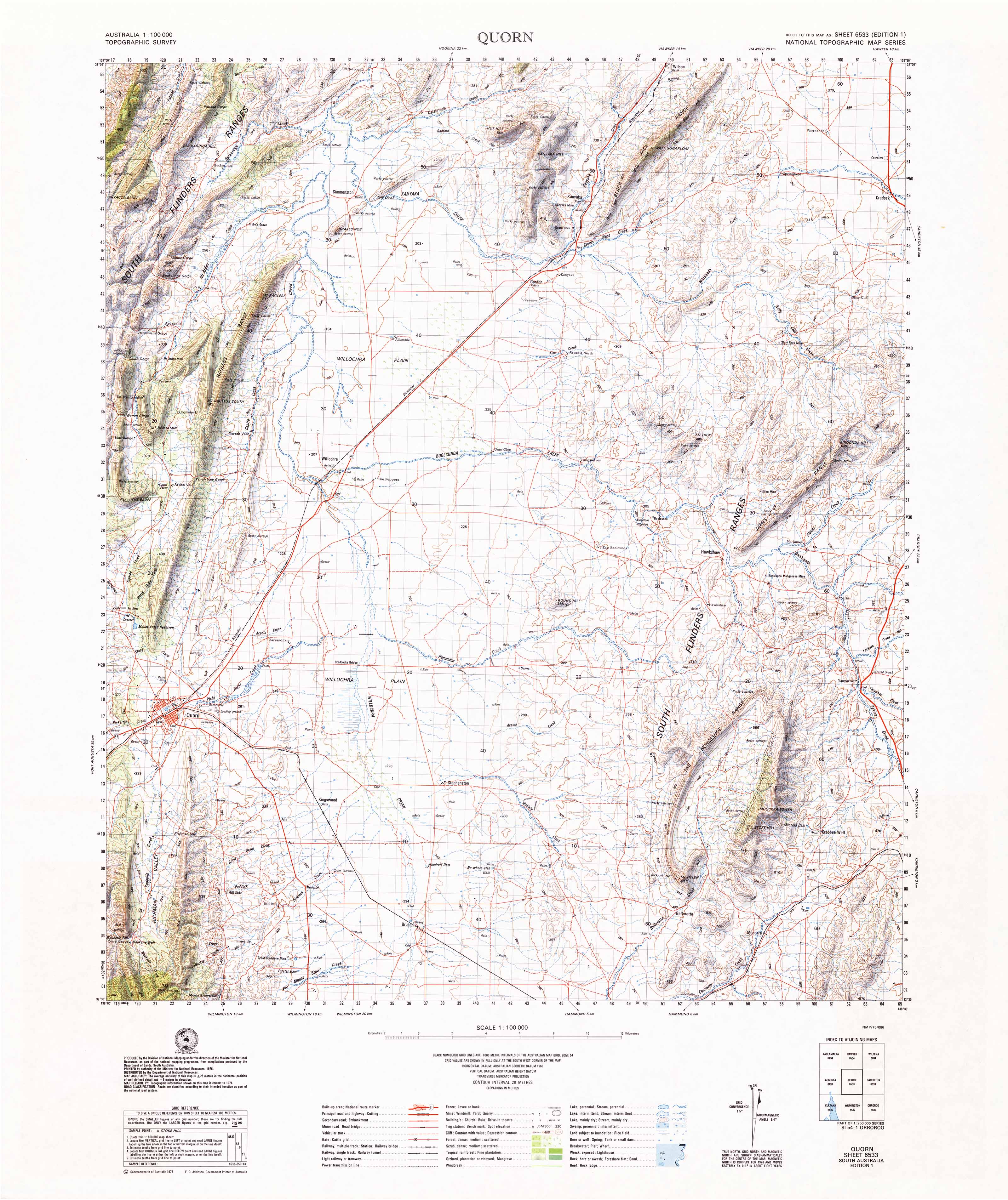 Quorn 1:100,000 Scale Topographic Map - Detailed Hiking, Camping & Outdoor Adventure Navigation for Australia