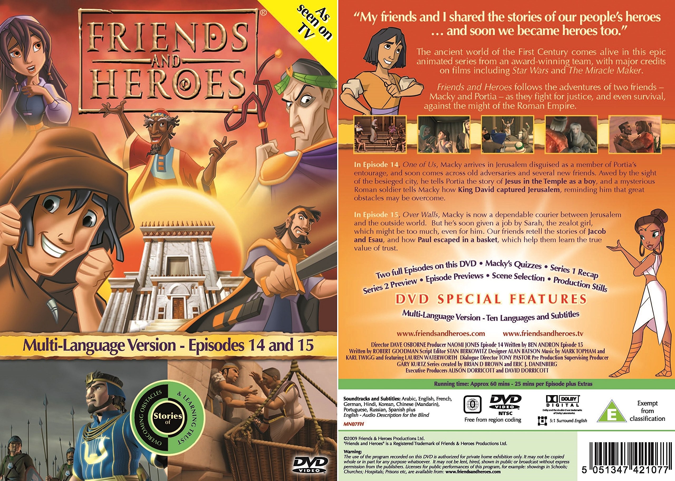 Friends and Heroes DVD Series 2 Pack - Bible Stories of Jesus, Moses, Jacob & Noah's Ark in Multiple Languages | Christian Kids' Entertainment, Sunday School & Family Movie Night