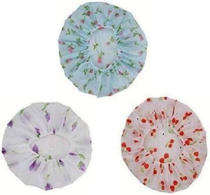 DEXO Waterproof Shower Caps 3 Pack - Reusable Bath & Shower Hair Covers for Women & Men - Multicolor Shower Cap Set for Swimming, Spa, Salon & Travel