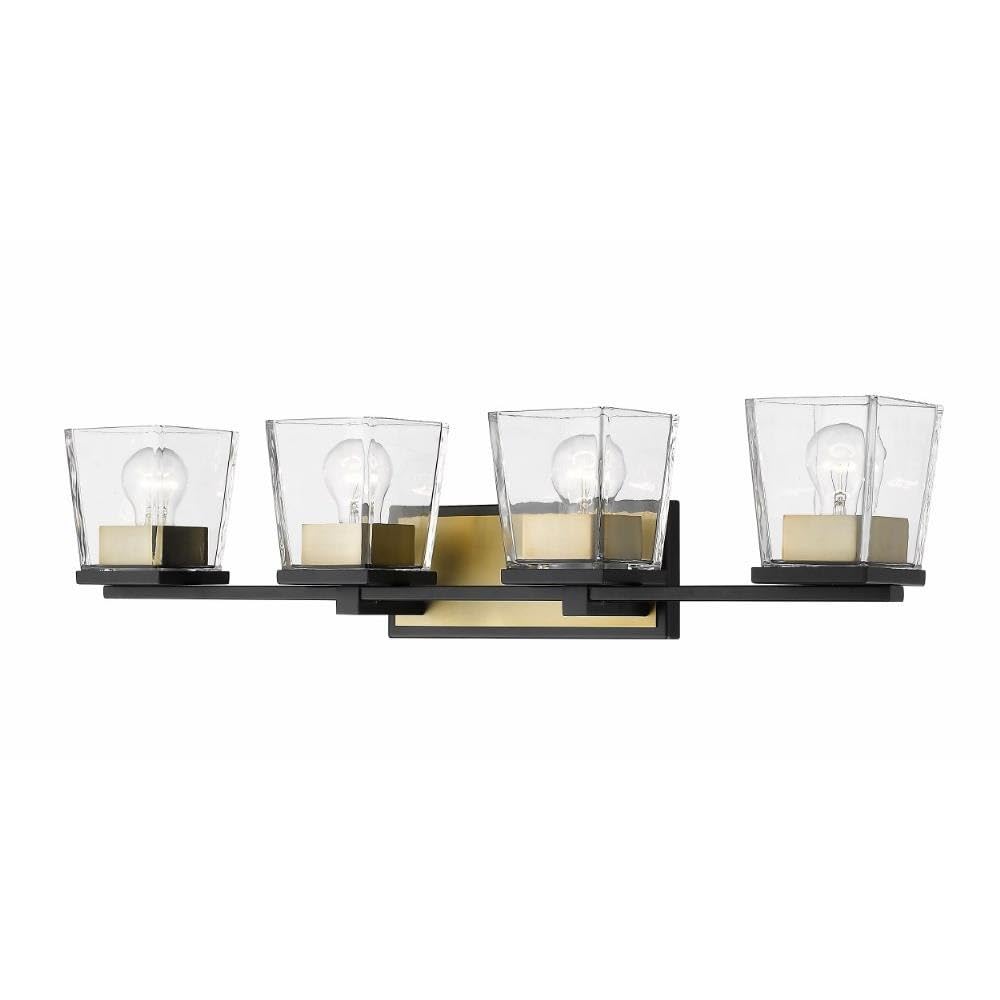 Z-Lite 4-Light Bathroom Vanity Light Fixture 475-4V-MB-OBR, Clear Glass Shades - Perfect for Modern Bathroom, Powder Room, and Dressing Area Lighting