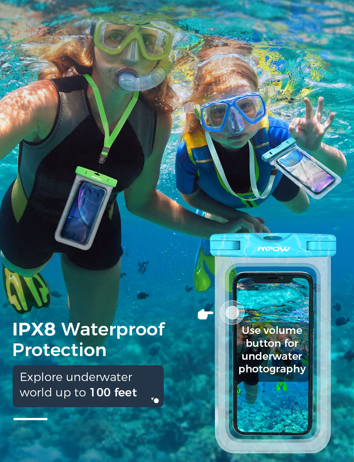 MPOW PA024A Waterproof Phone Pouch - IPX8 Certified Dry Bag for Swimming, Beach, Kayaking & Outdoor Activities - Universal Waterproof Case for iPhone 15/14/13/12, Samsung Galaxy S23/S22/S21 & More Smartphones