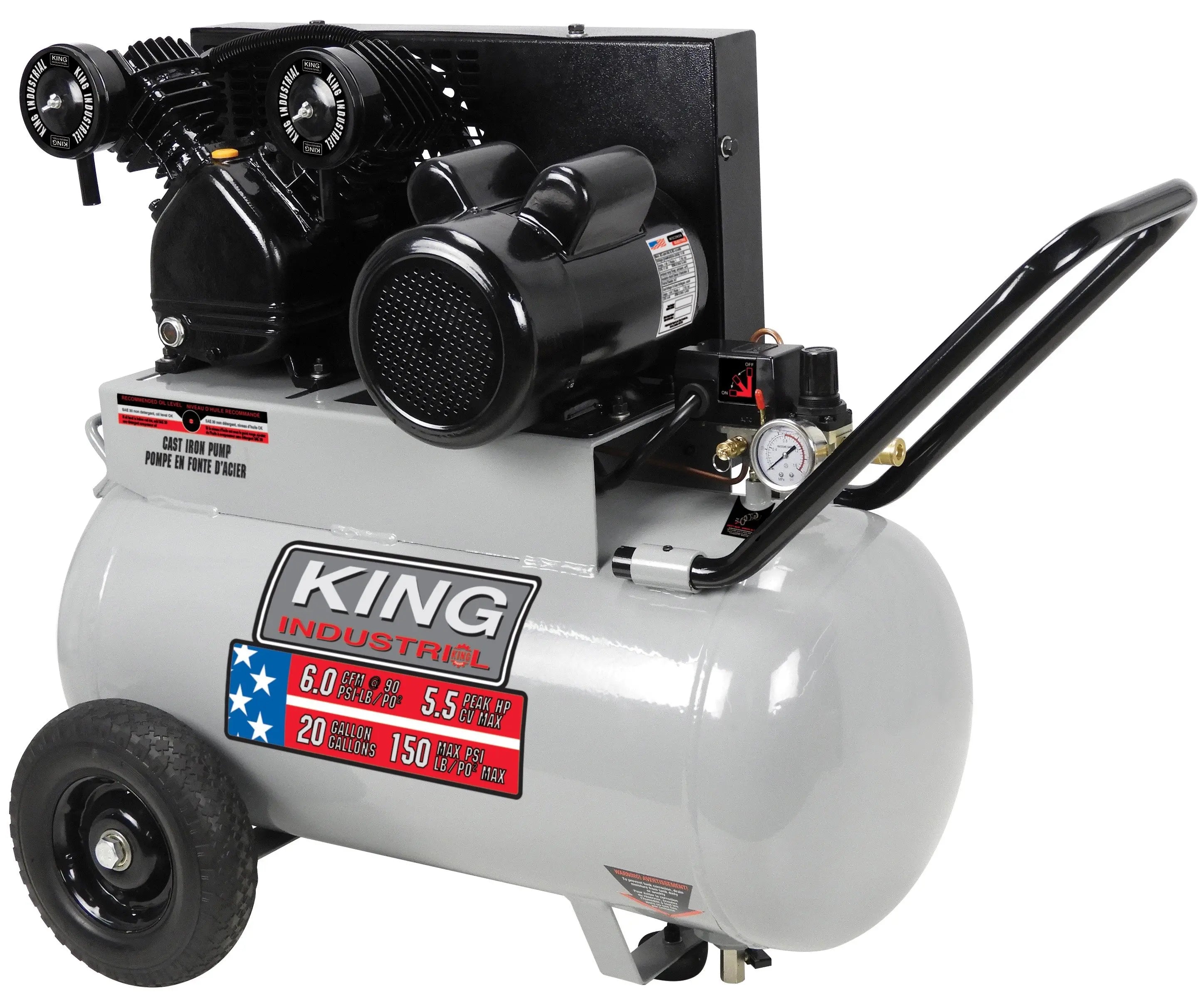 KING KC 2051H2 5.5 HP 20 Gallon Air Compressor - Powerful & Portable for Home Garage, Workshop, and DIY Projects