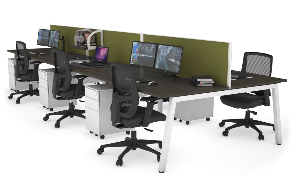 Quadro 6-Person Office Workstation Desk - 1800L x 800W with Cable Management Scallop | Modern Office Furniture for Team Collaboration & Workspace Organization