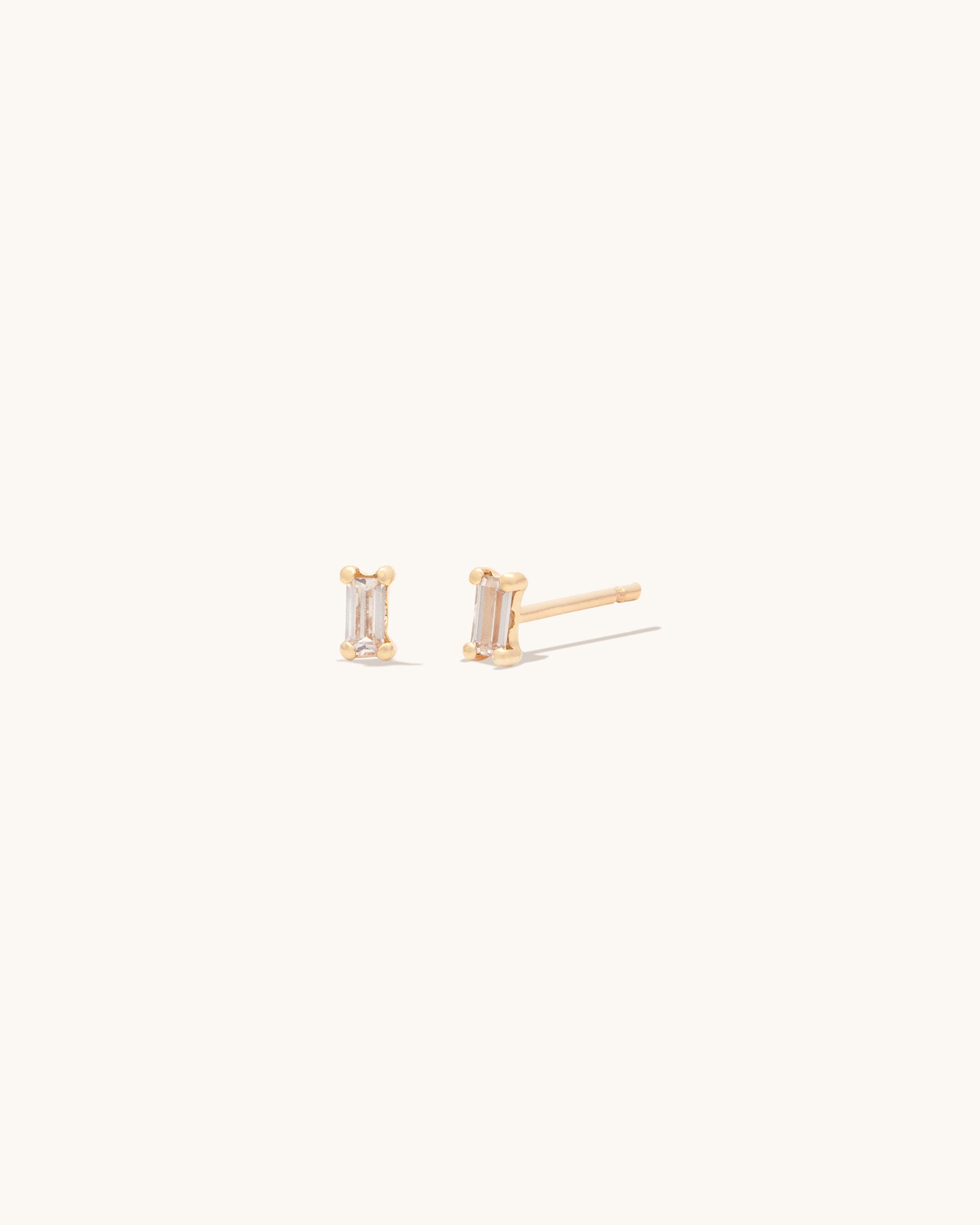 Tiny Baguette Stud Earrings - 14K Gold Plated Minimalist Dainty Earrings for Women | Perfect for Everyday Wear, Office & Date Night