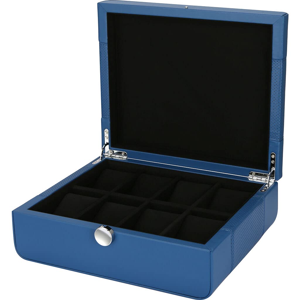 Benson Black Series 2020 Genuine Leather Watch Case Holder - Fits 8 Watches | Premium Blue Storage Box for Watch Collectors & Travel | Perfect for Watch Organization, Display & Protection