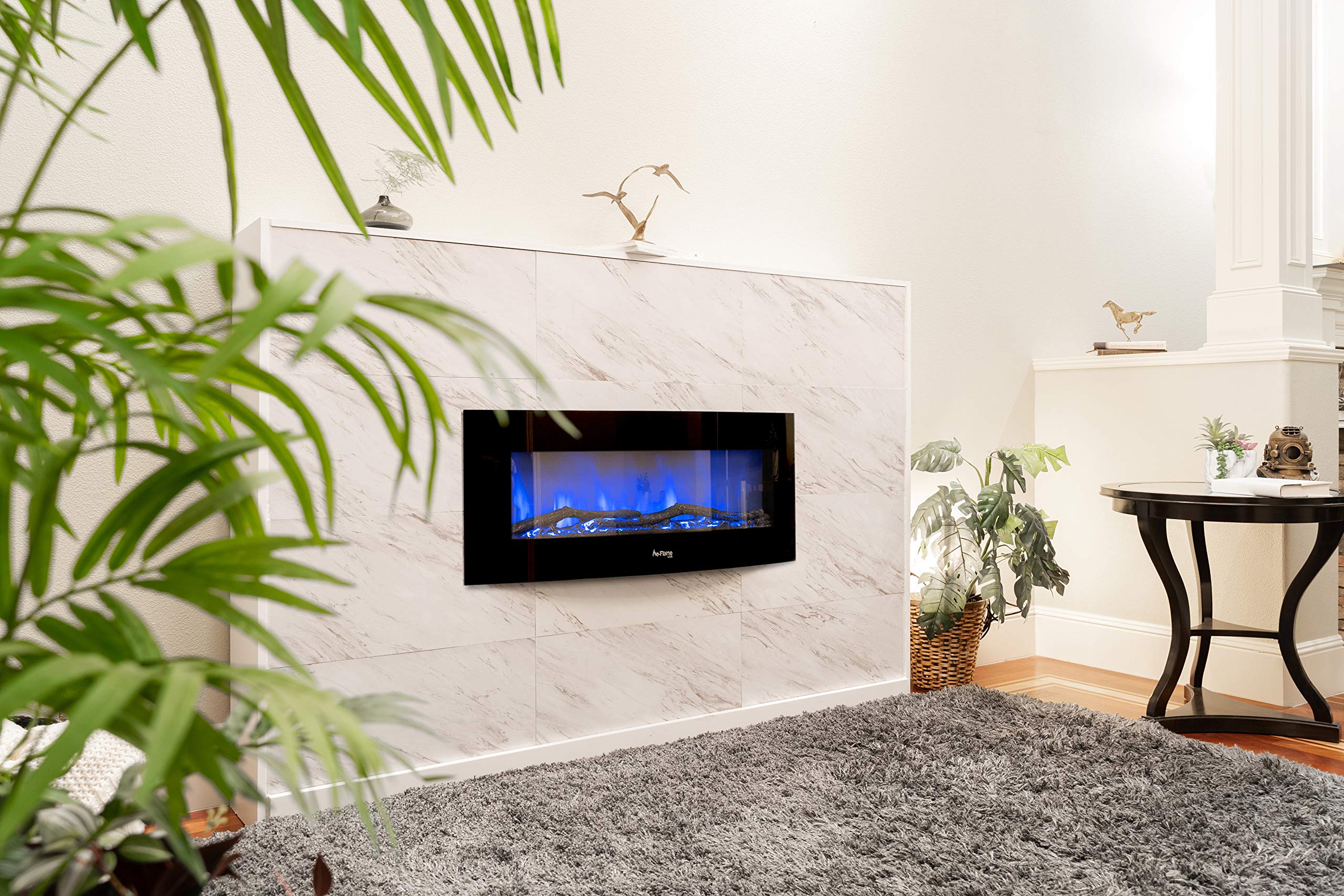 48-inch Sundance LED Electric Fireplace - Wall Mount or Freestanding with Remote Control, Adjustable Flame & Timer - Perfect for Living Room, Bedroom & Office Heating & Ambiance