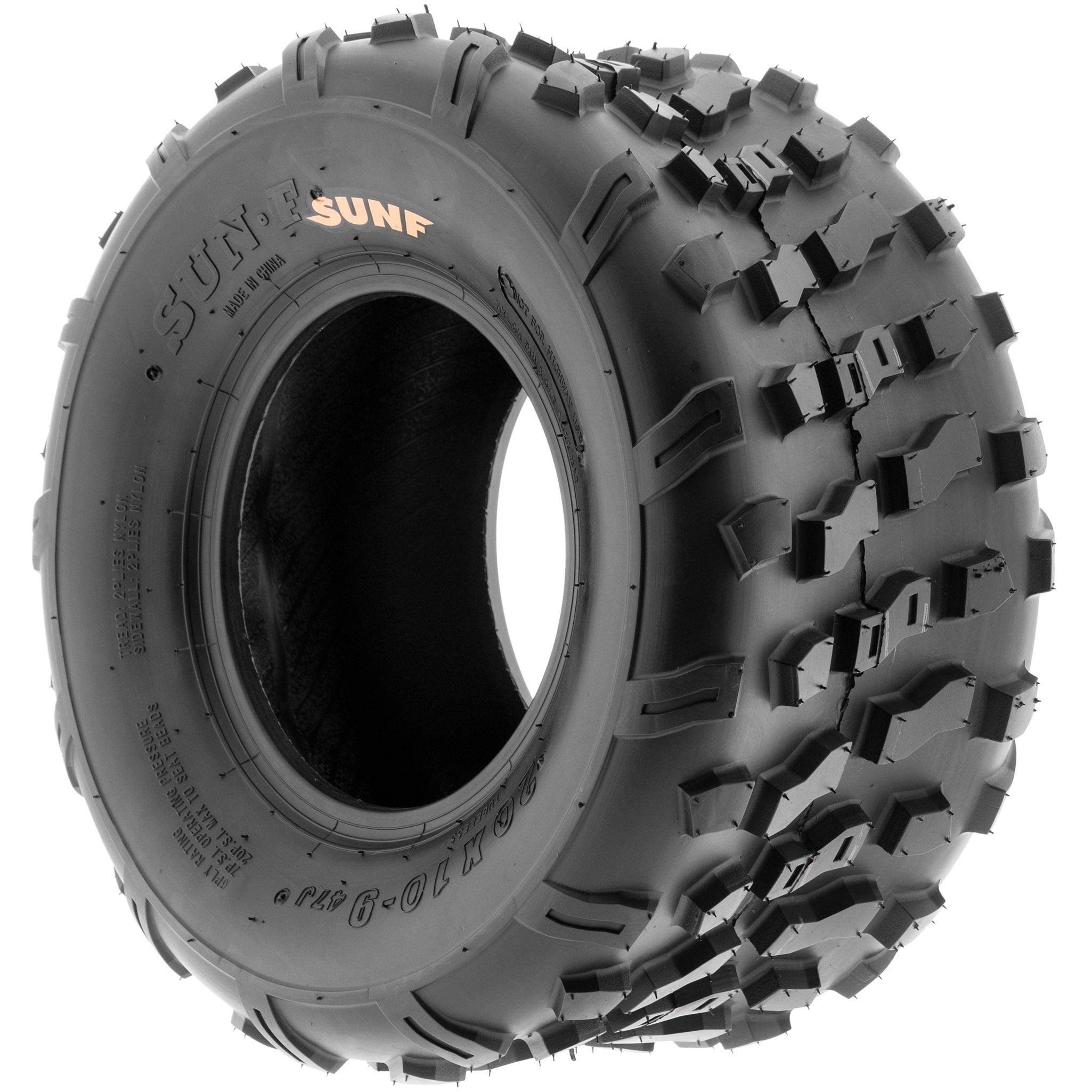 SunF 20x10-9 ATV UTV Knobby Tires - Set of 4 for Go Karts, Golf Carts & Lawn Mowers | All-Terrain 4-Ply A022 Tires for Off-Road, Farm & Yard Work