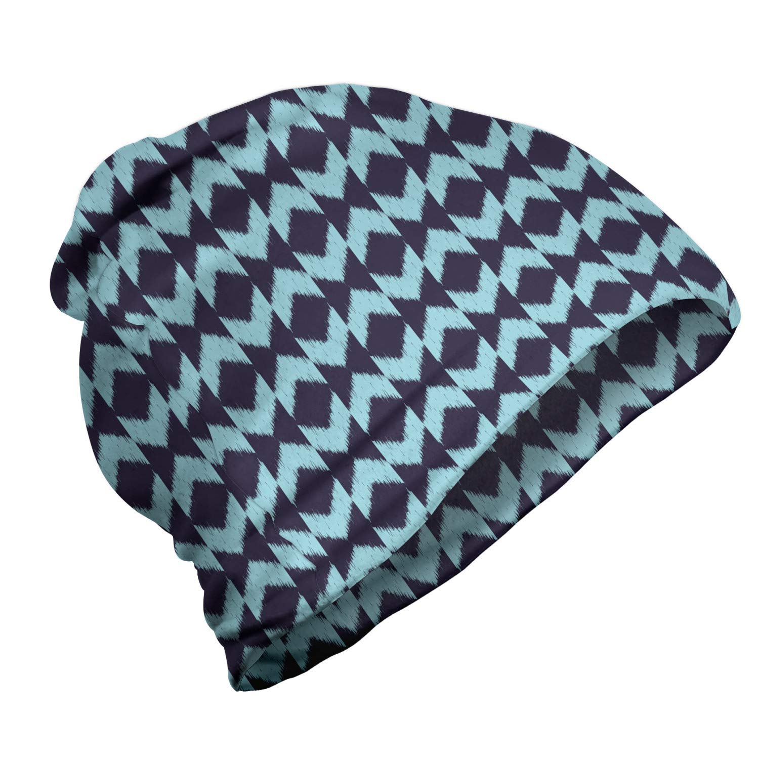 Ambesonne Unisex Beanie - Boho Geometric Pattern Winter Hat for Men & Women - Warm Knit Beanie for Hiking, Skiing, Outdoor Activities & Casual Winter Fashion