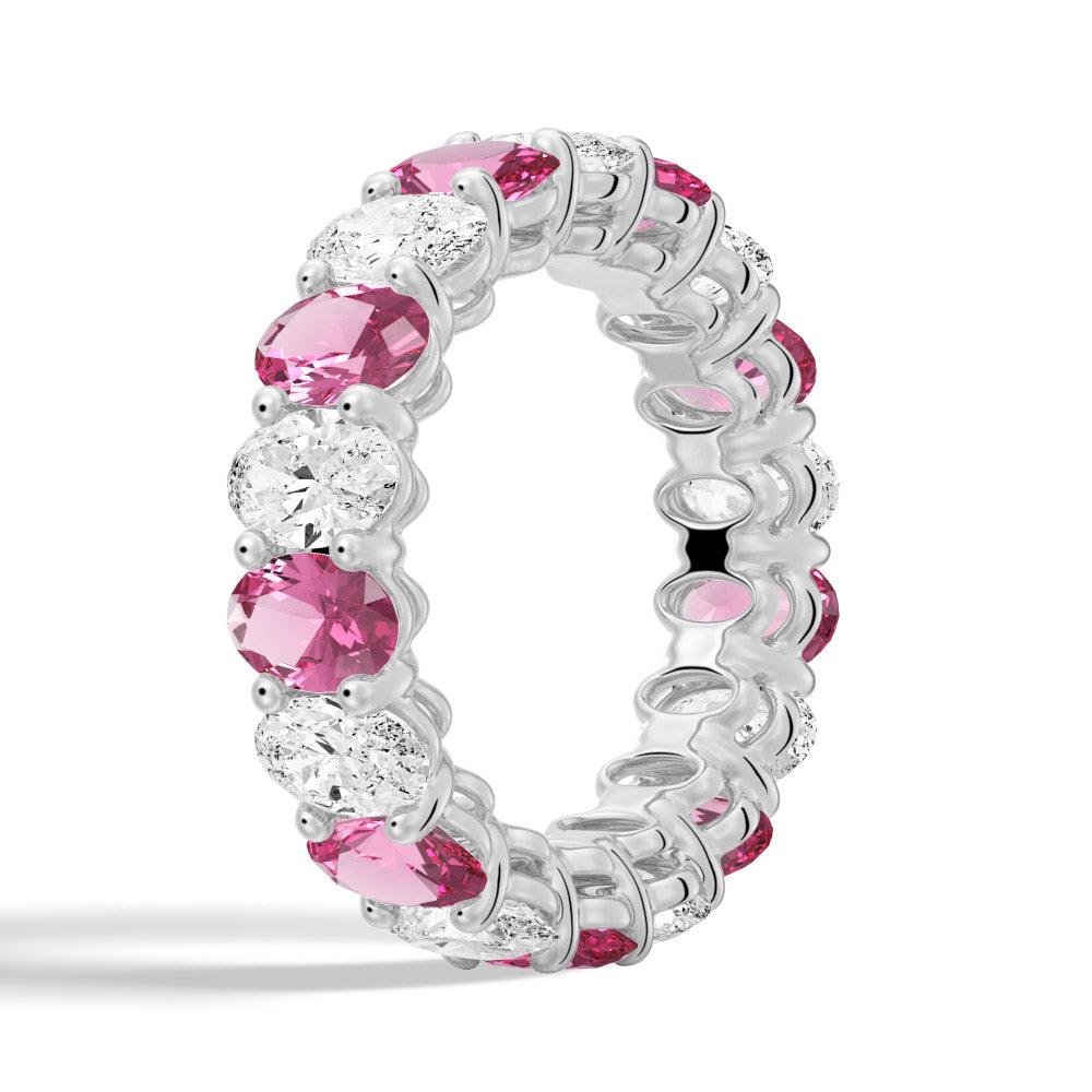 6.6 CT Lab Grown White Sapphire & Pink Tourmaline Engagement Ring - Elegant Wedding Band for Women, Perfect for Proposals, Anniversaries & Special Occasions